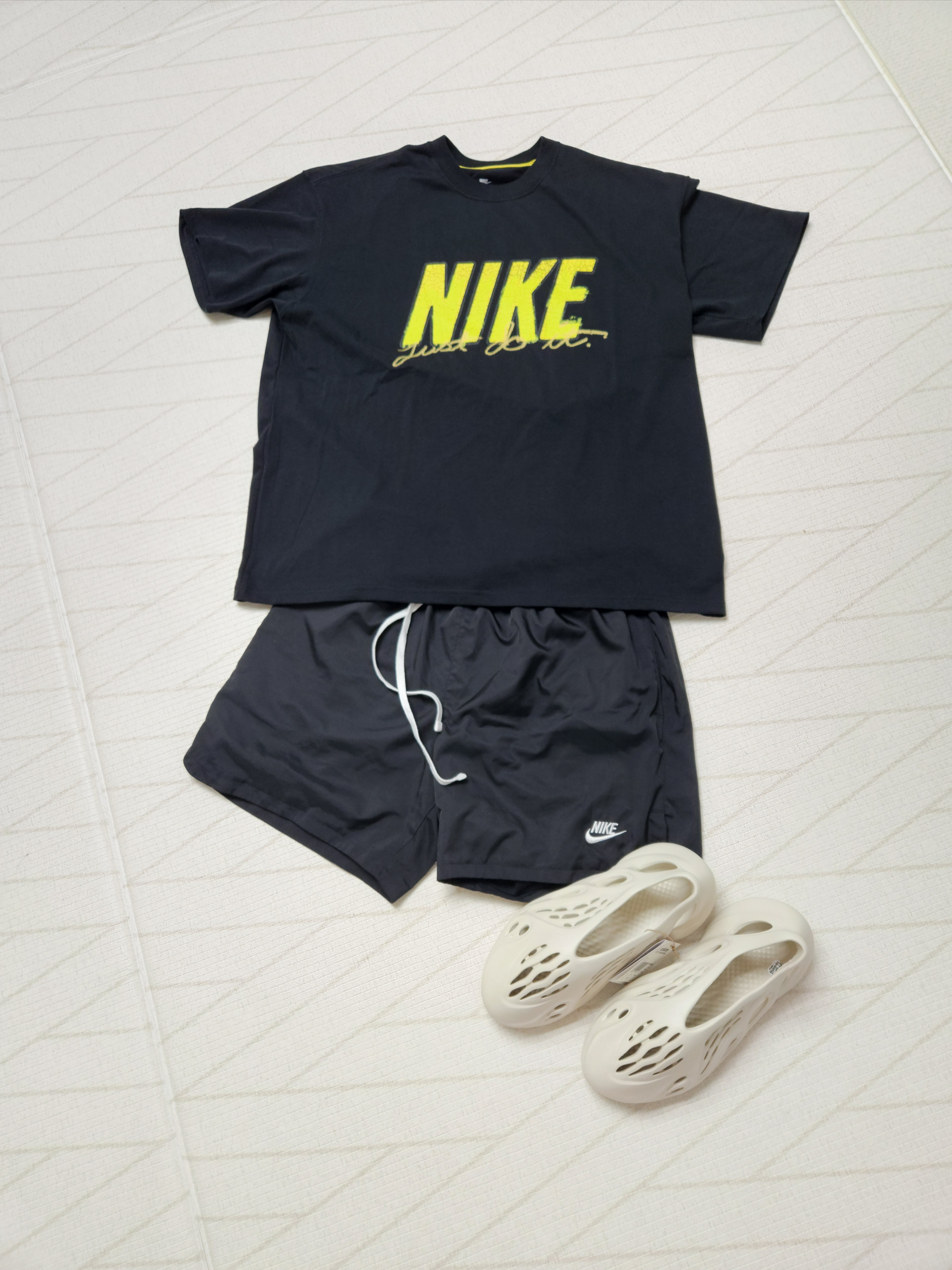 Nike M NRG Dunk '85 T-Shirt Black - US/EU, Nike NSW Woven Shorts Black - Asia 착용 스타일 - 1