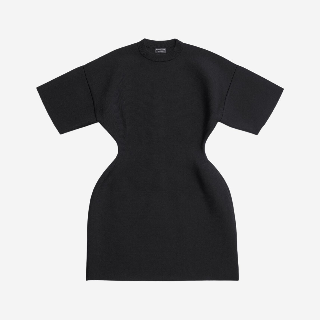 (W) Balenciaga Hourglass Crewneck Short Sleeve Dress Black 상세 이미지 1