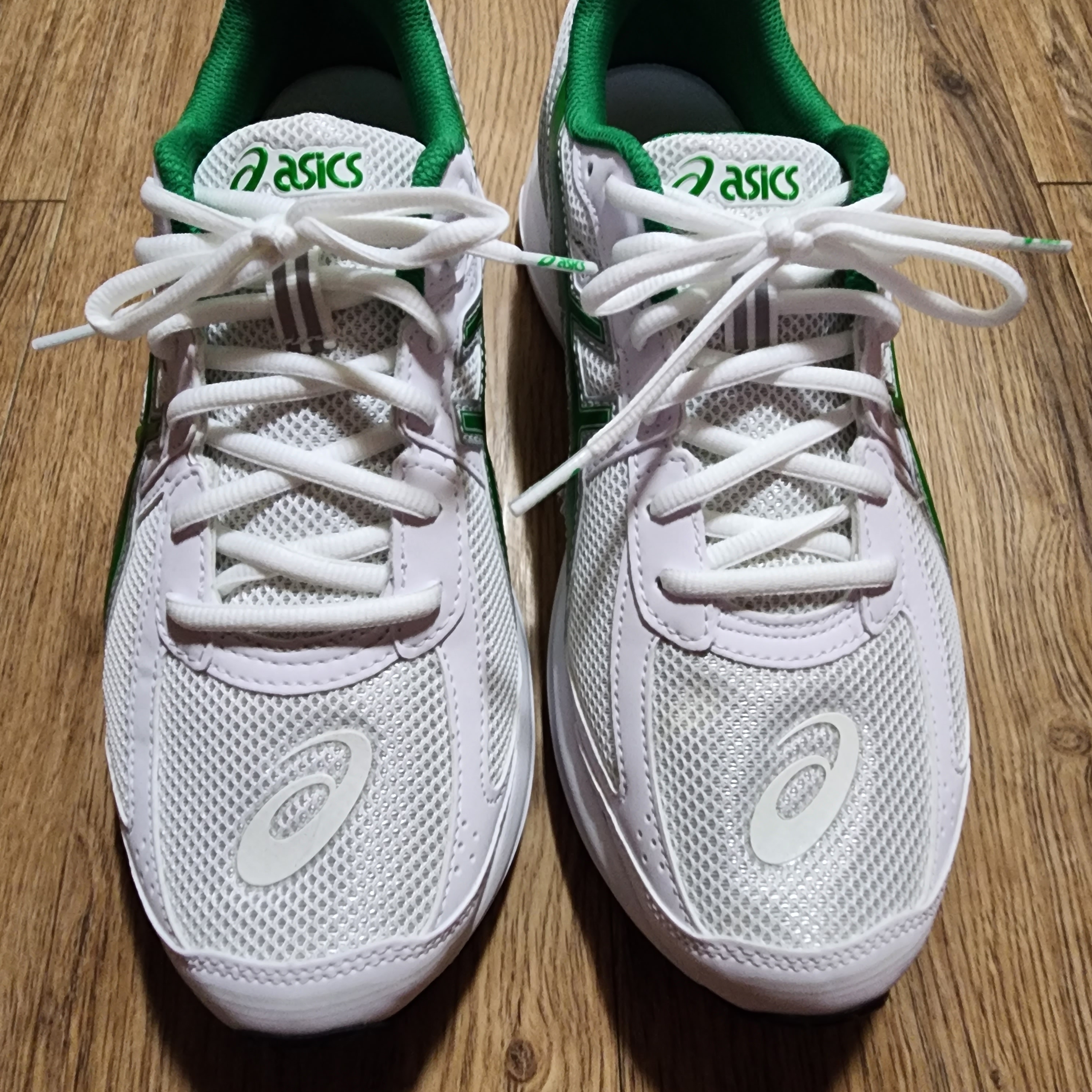 Asics Jog 100 S White Green - 2E Wide 착용 스타일 - 1