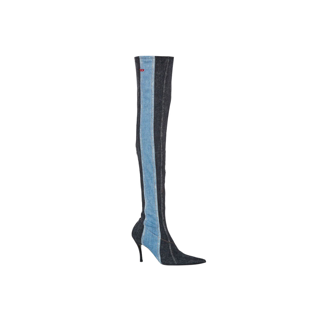 (W) 디젤 D-비너스 Tbts 스트레치 데님 오버 더 니 부츠 블루 블랙((W) Diesel D-Venus Tbts Over-The-Knee Boots In Stretch Denim Blue Black) - 1