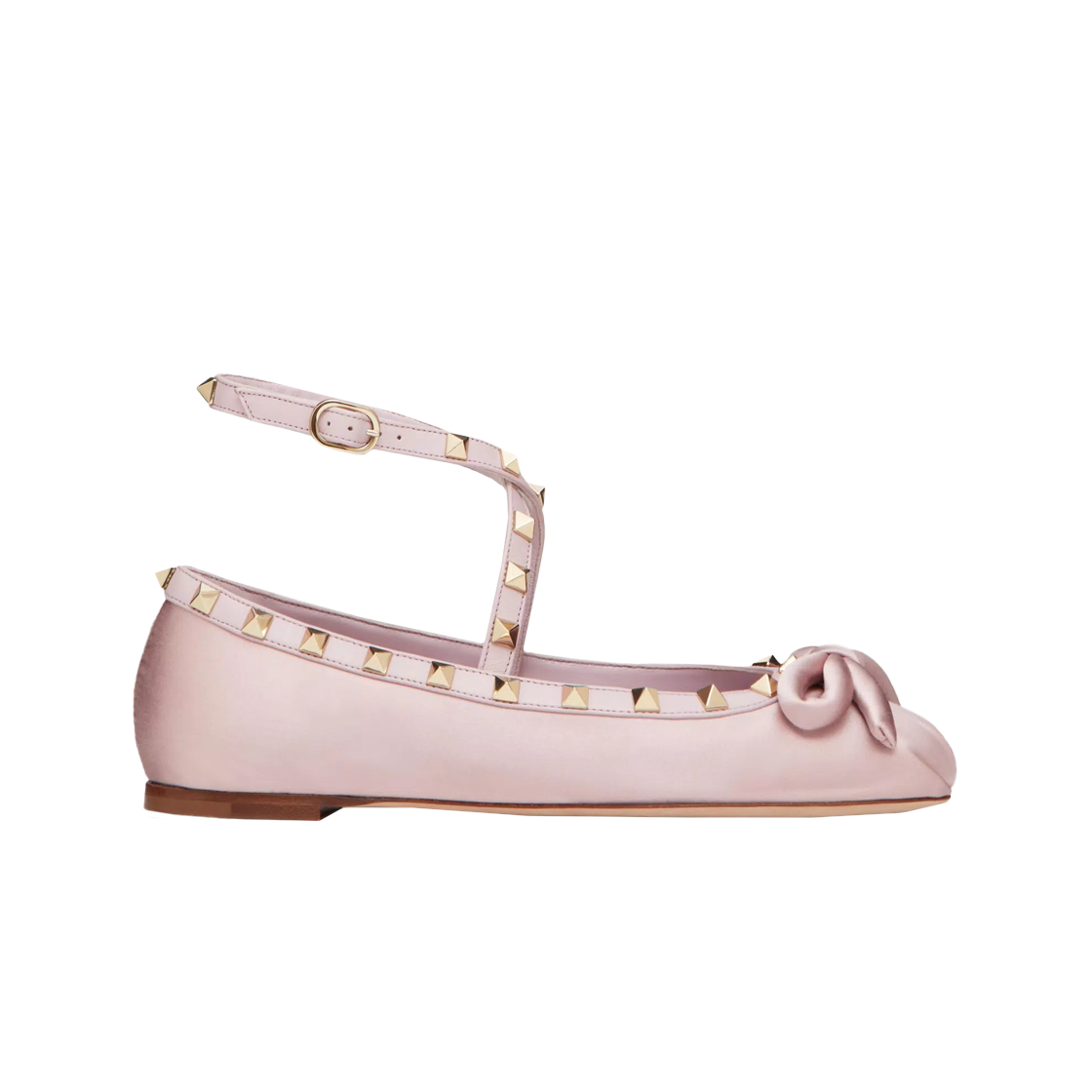 (W) 발렌티노 락스터드 새틴 발레리나 워터 라일락