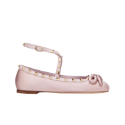 (W) Valentino Rockstud Satin Ballerina Water Lilac