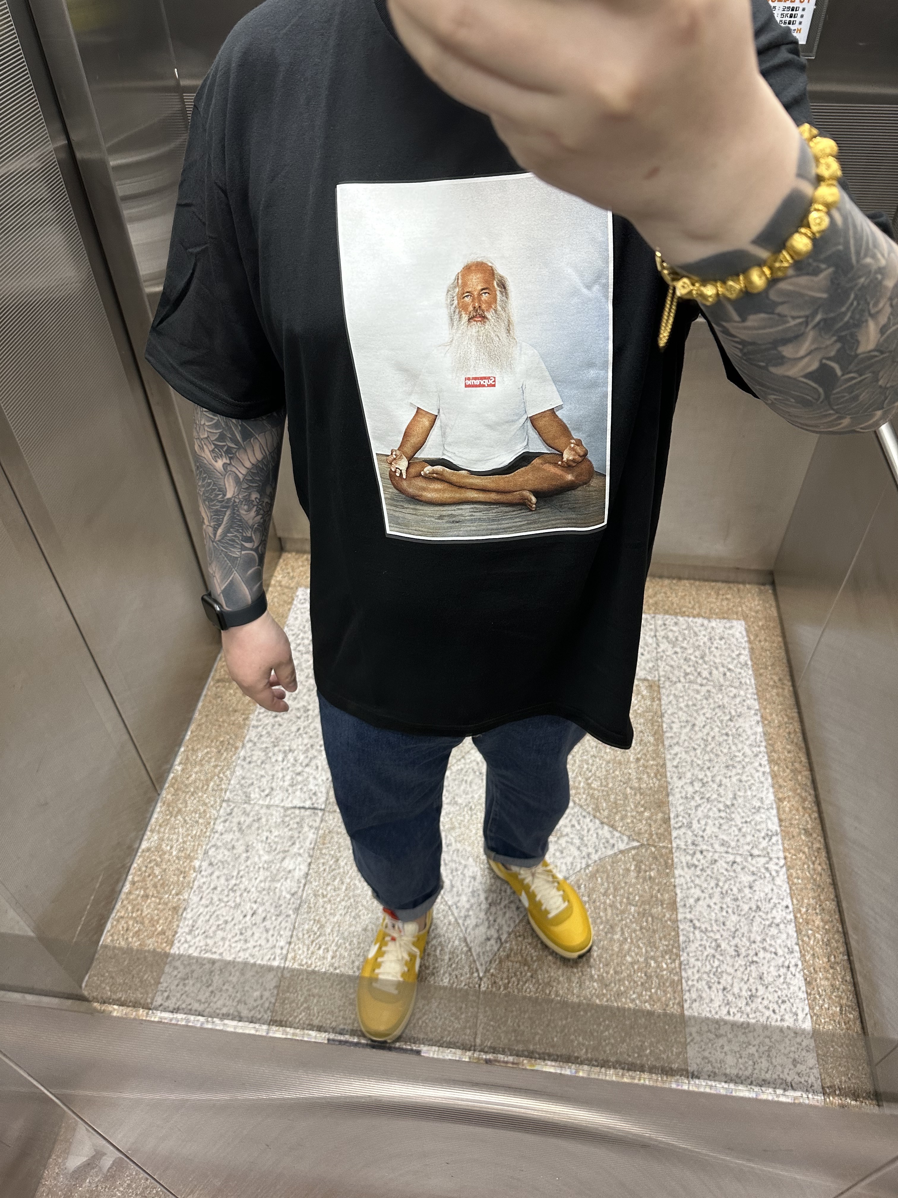 Supreme Rick Rubin T-Shirt Black - 21FW 착용 스타일