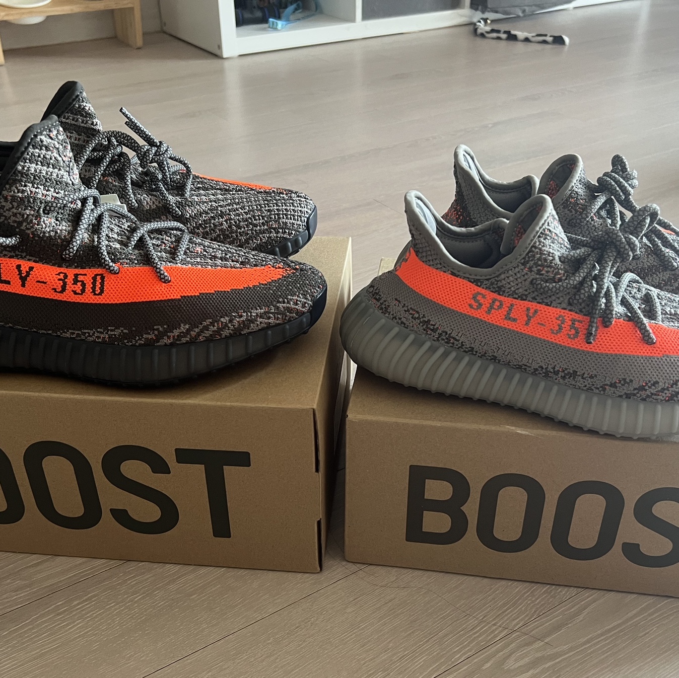 Adidas Yeezy Boost 350 V2 Carbon Beluga, Adidas Yeezy Boost 350 V2 Beluga - Reflective 착용 스타일 - 1