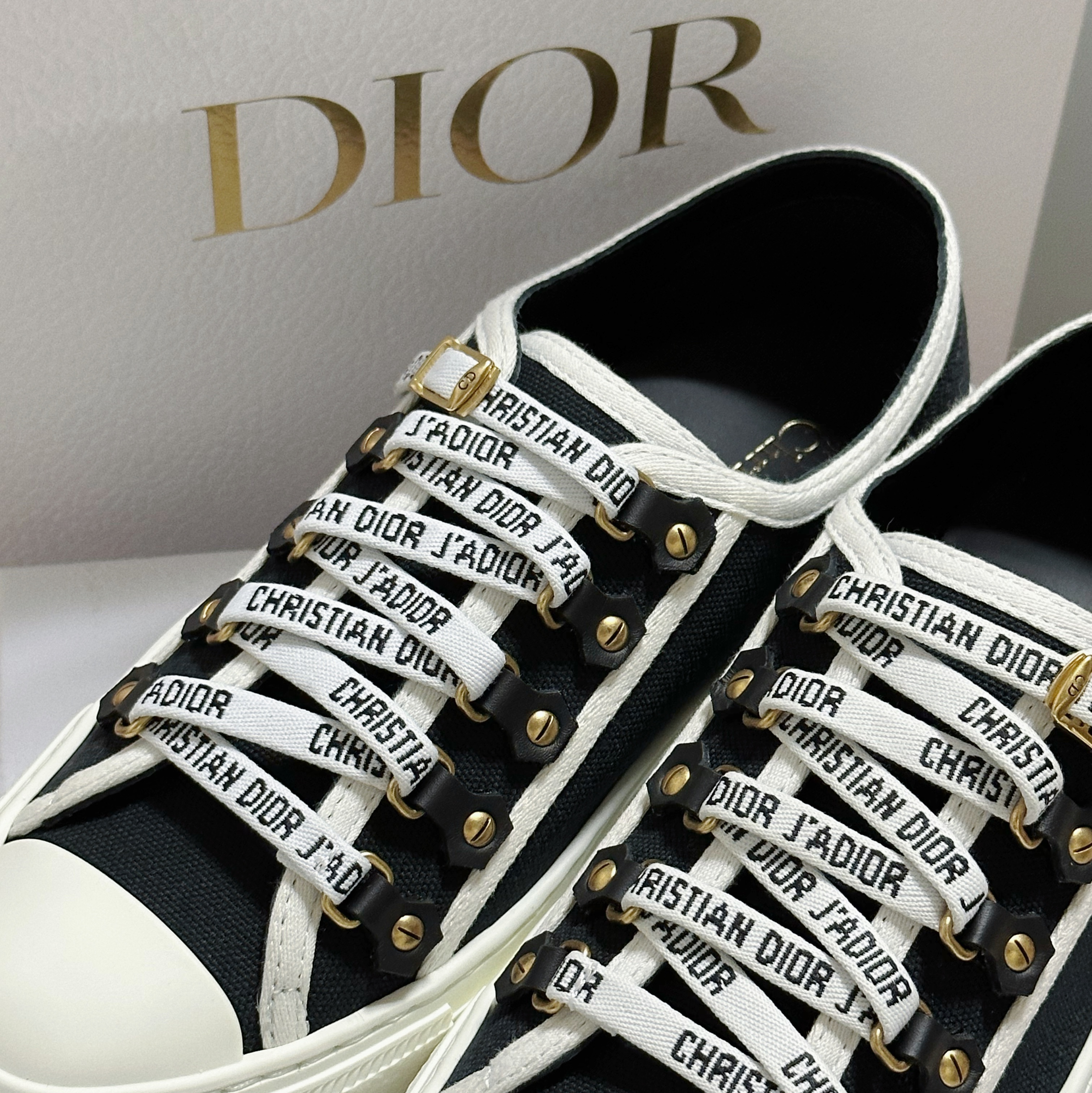 (W) Dior Walk'N'Dior Sneakers Canvas Black 착용 스타일