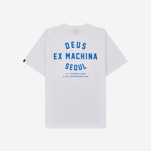 데우스 엑스 마키나 성수 컬리지 티셔츠 화이트 미드나잇 블루