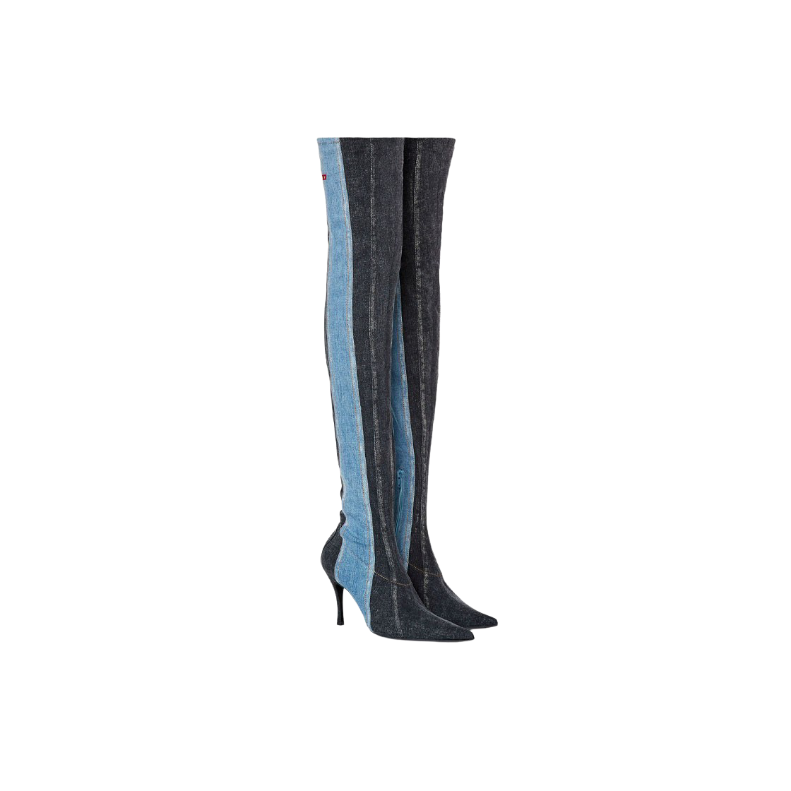 (W) 디젤 D-비너스 Tbts 스트레치 데님 오버 더 니 부츠 블루 블랙((W) Diesel D-Venus Tbts Over-The-Knee Boots In Stretch Denim Blue Black) - 2