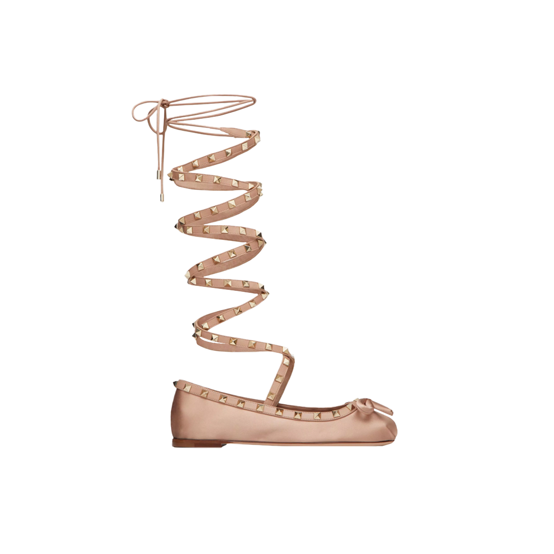 (W) 발렌티노 락스터드 새틴 발레리나 로즈 카넬