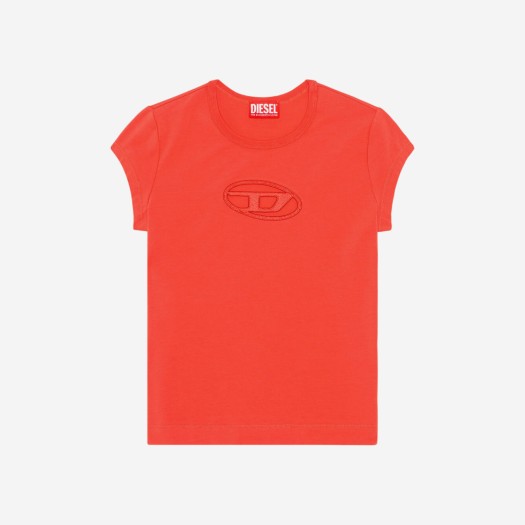 (W) 디젤 T-안지 피카부 로고 티셔츠 레드