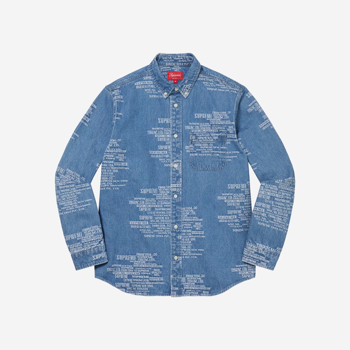 Supreme Logo Stripe Jacquard Denim Shirt BlackSupreme Logo Stripe Jacquard  Denim Shirt Black - OFour