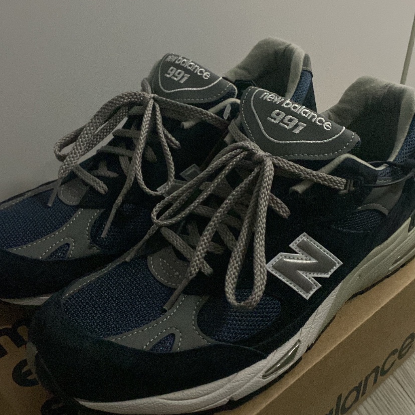 New Balance 991 Made in UK Navy 착용 스타일 - 3