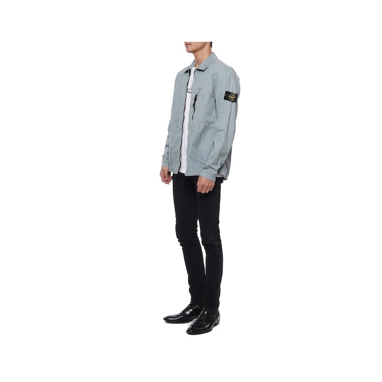 Stone Island 106WN Old Treatment Overshirt Sky Blue - 23SS 착용 스타일 - 3