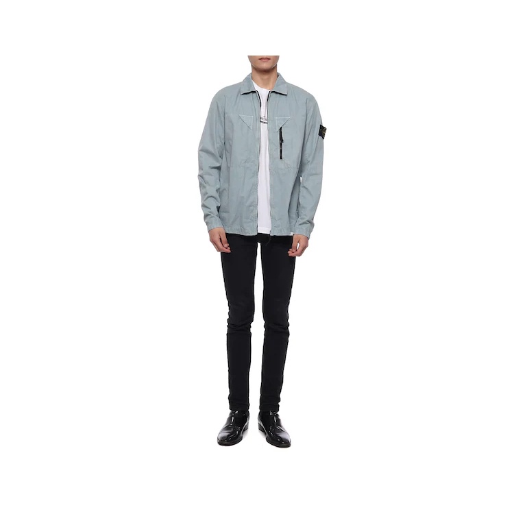 Stone Island 106WN Old Treatment Overshirt Sky Blue - 23SS 착용 스타일