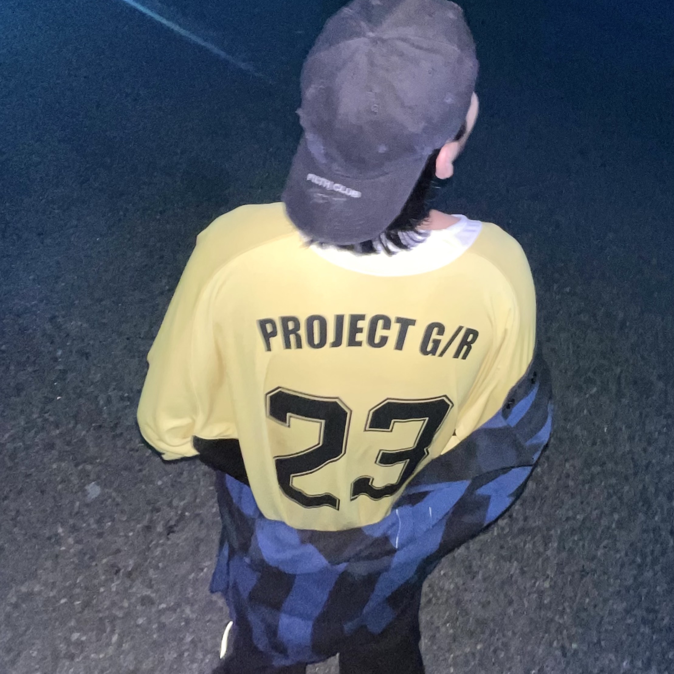 Project G/R Oversized Football Jersey Yellow, Project G/R Distressed Filth Club Cap Washed Black 착용 스타일 - 5
