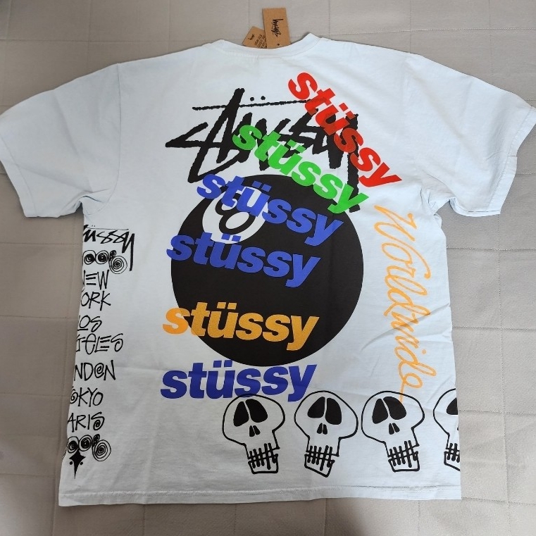 Stussy Test Strike Pigment Dyed T-Shirt Sky Blue 착용 스타일