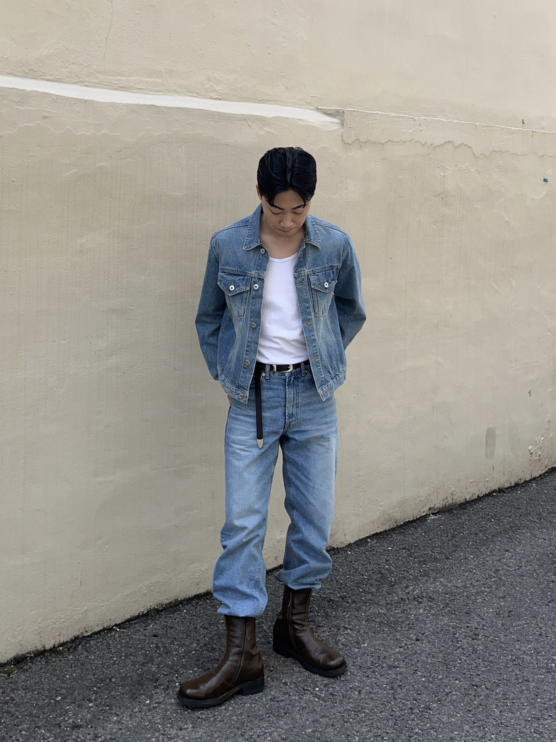 Our Legacy Camion Boot Olive Leather 착용 스타일