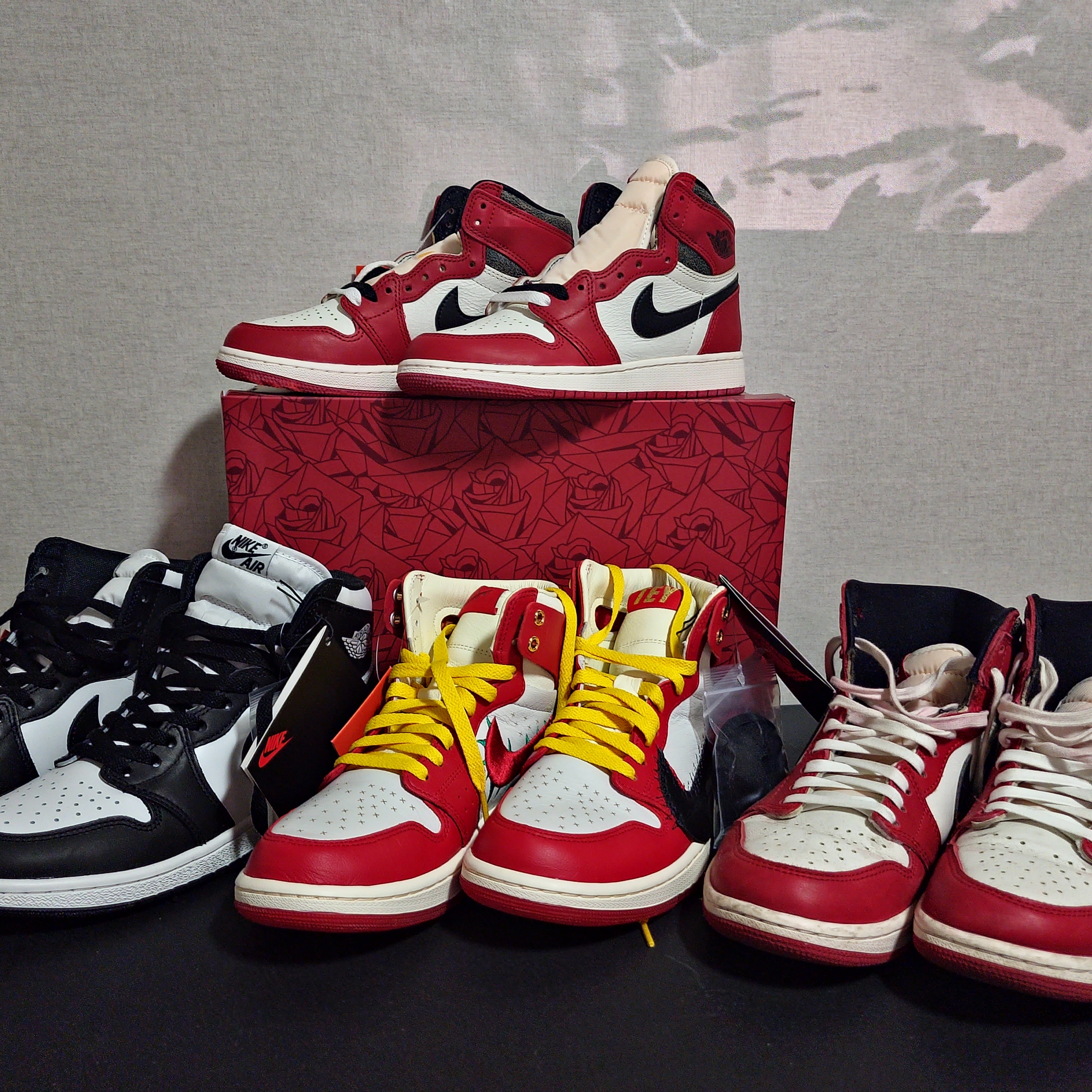 (W) Jordan 1 x Teyana Taylor Zoom CMFT 2 Gym Red, Jordan 1 High 85 Black White 착용 스타일 - 4