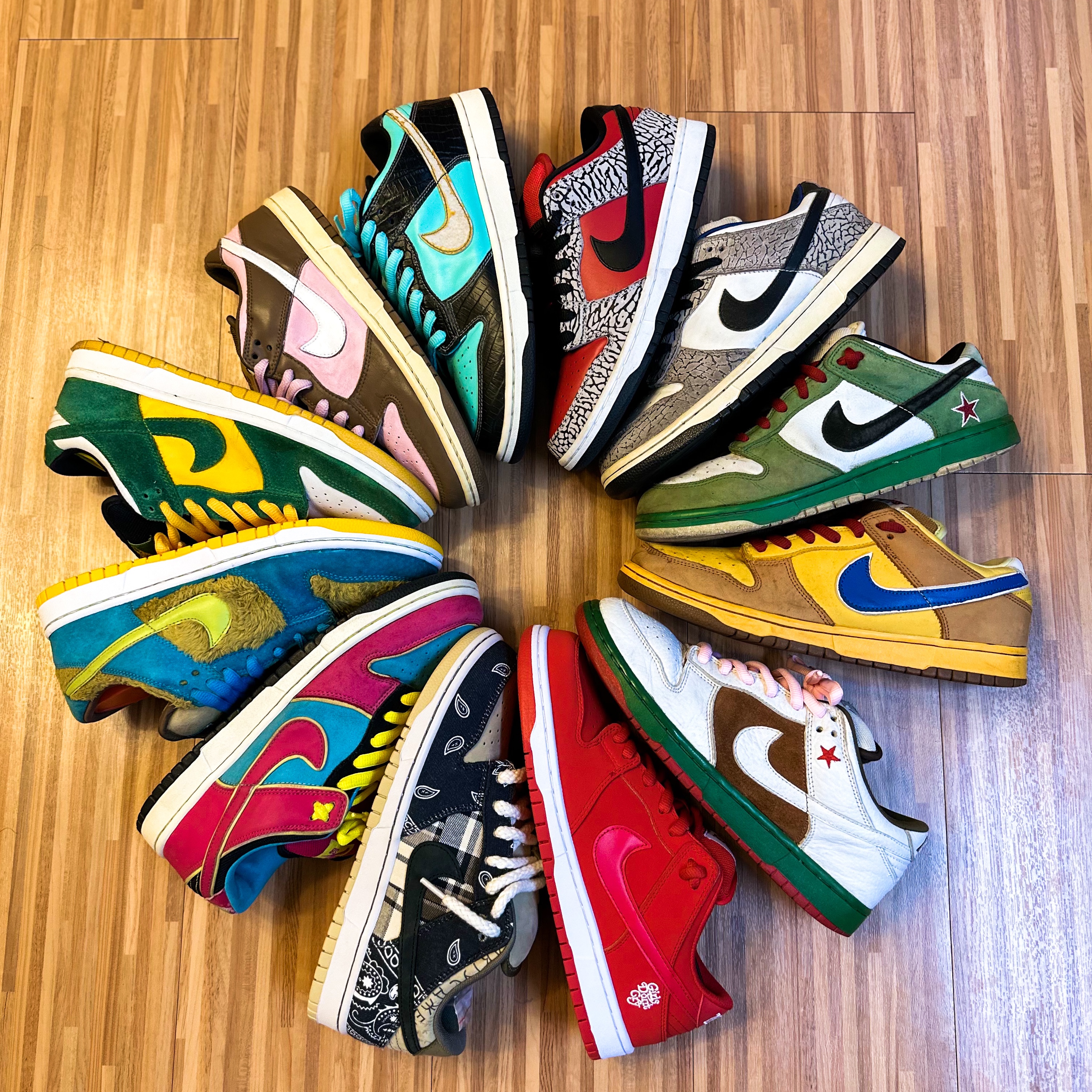 Nike x Stussy Dunk SB Low Cherry, Nike x Diamond Supply Co. SB Dunk Low Tiffany μ°©μ© μ€νμΌ
