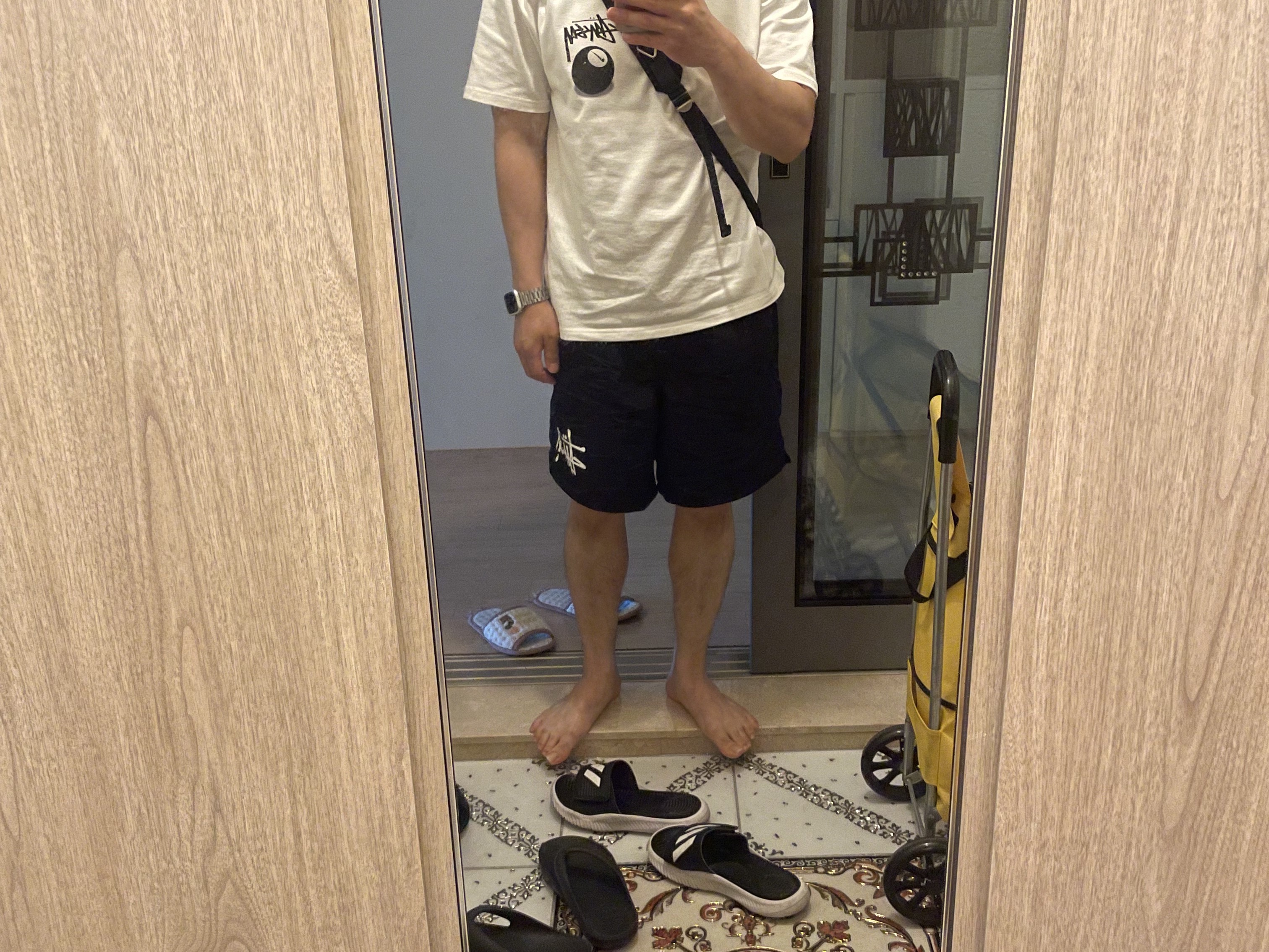 Stussy Big Basic Water Shorts Black 착용 스타일