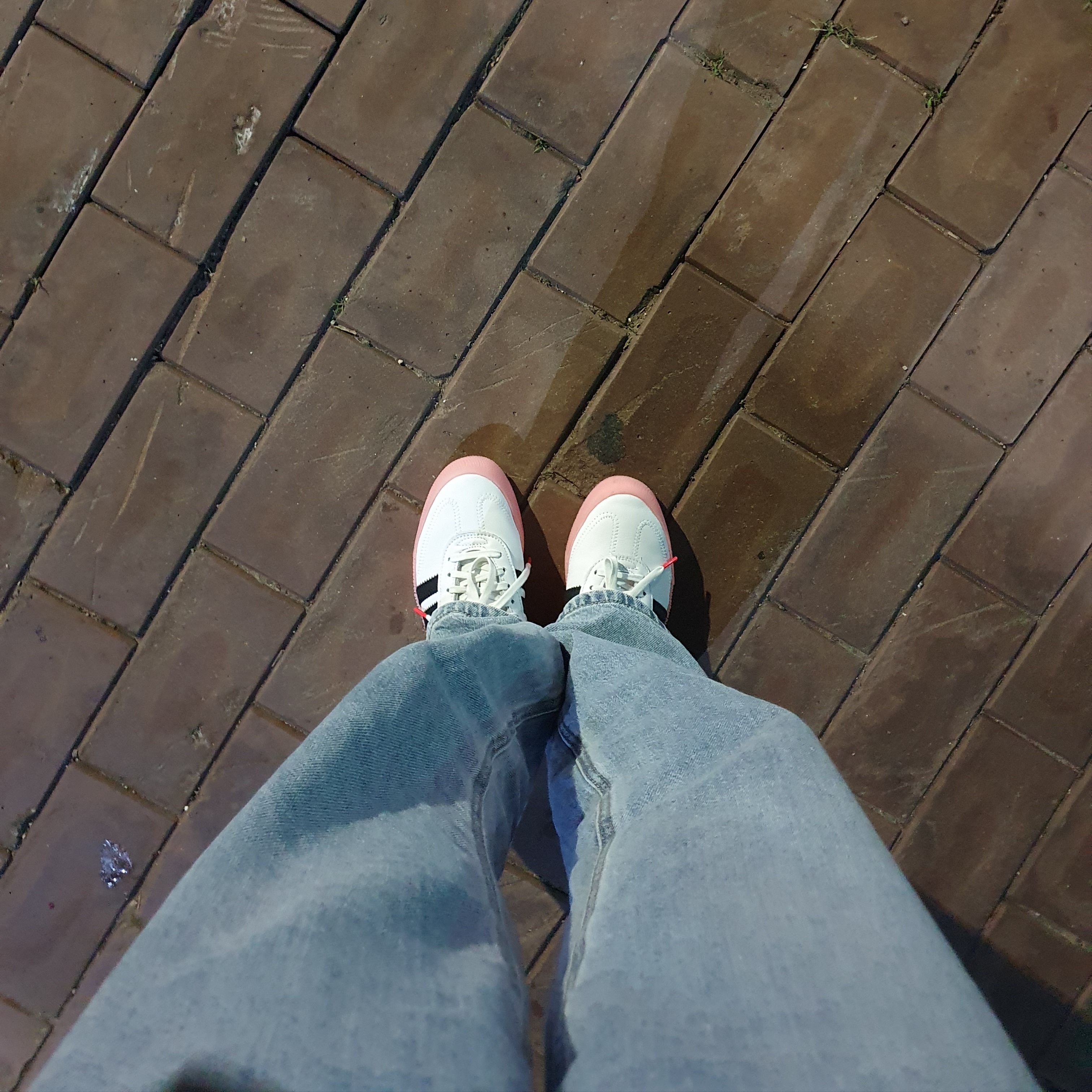 (W) 아디다스 삼바로즈 화이트 핑크 착용 스타일