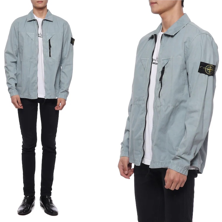 Stone Island 106WN Old Treatment Overshirt Sky Blue - 23SS 착용 스타일 - 1