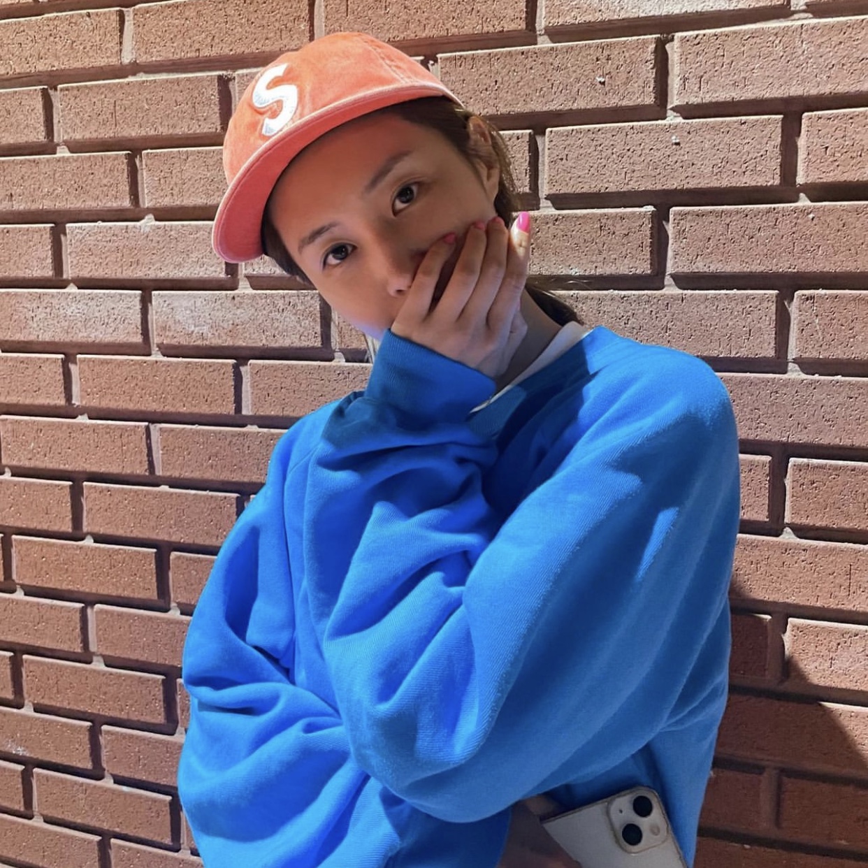Supreme Pigment Canvas S Logo 6-Panel Orange - 23SS 착용 스타일 - 1