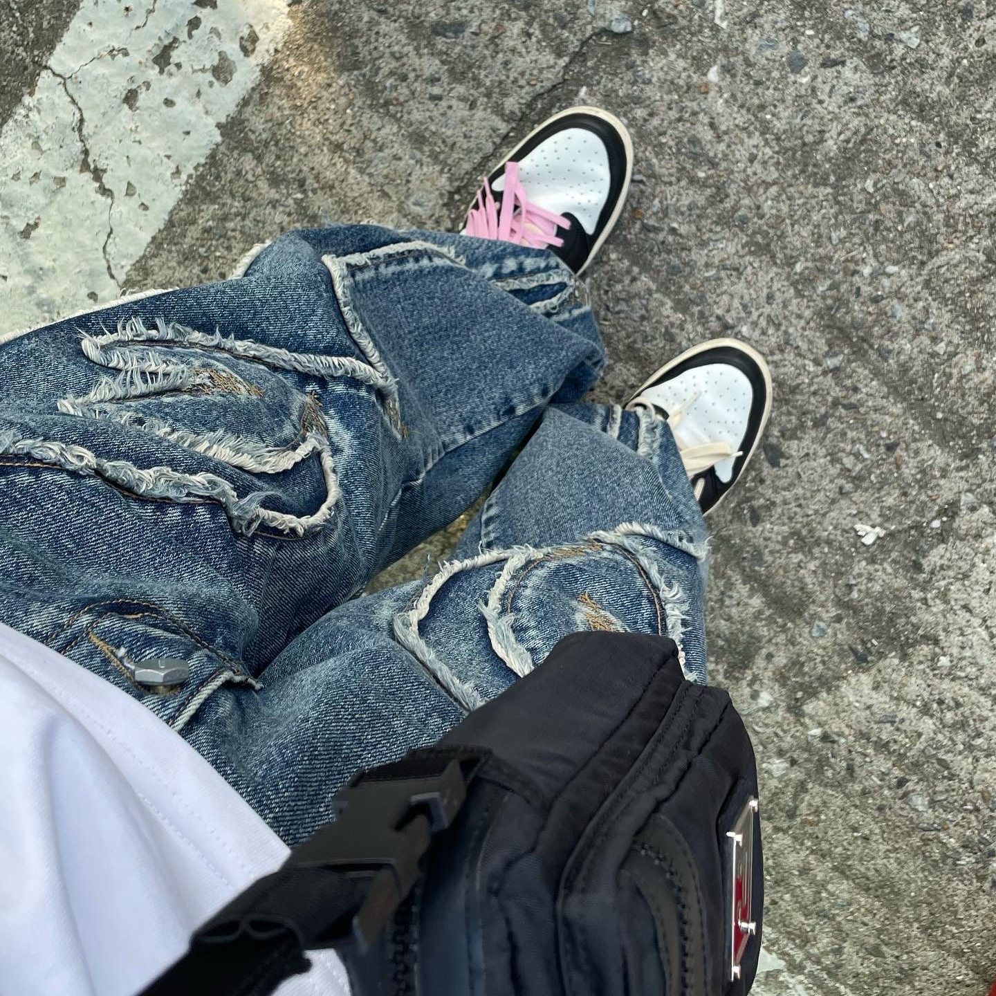 Thug Club x MCM Zip Denim Pants Blue, Apple Watch Ultra 49mm Titanium Case with M Alpine Loop Orange (Korean Ver.) 착용 스타일 - 3