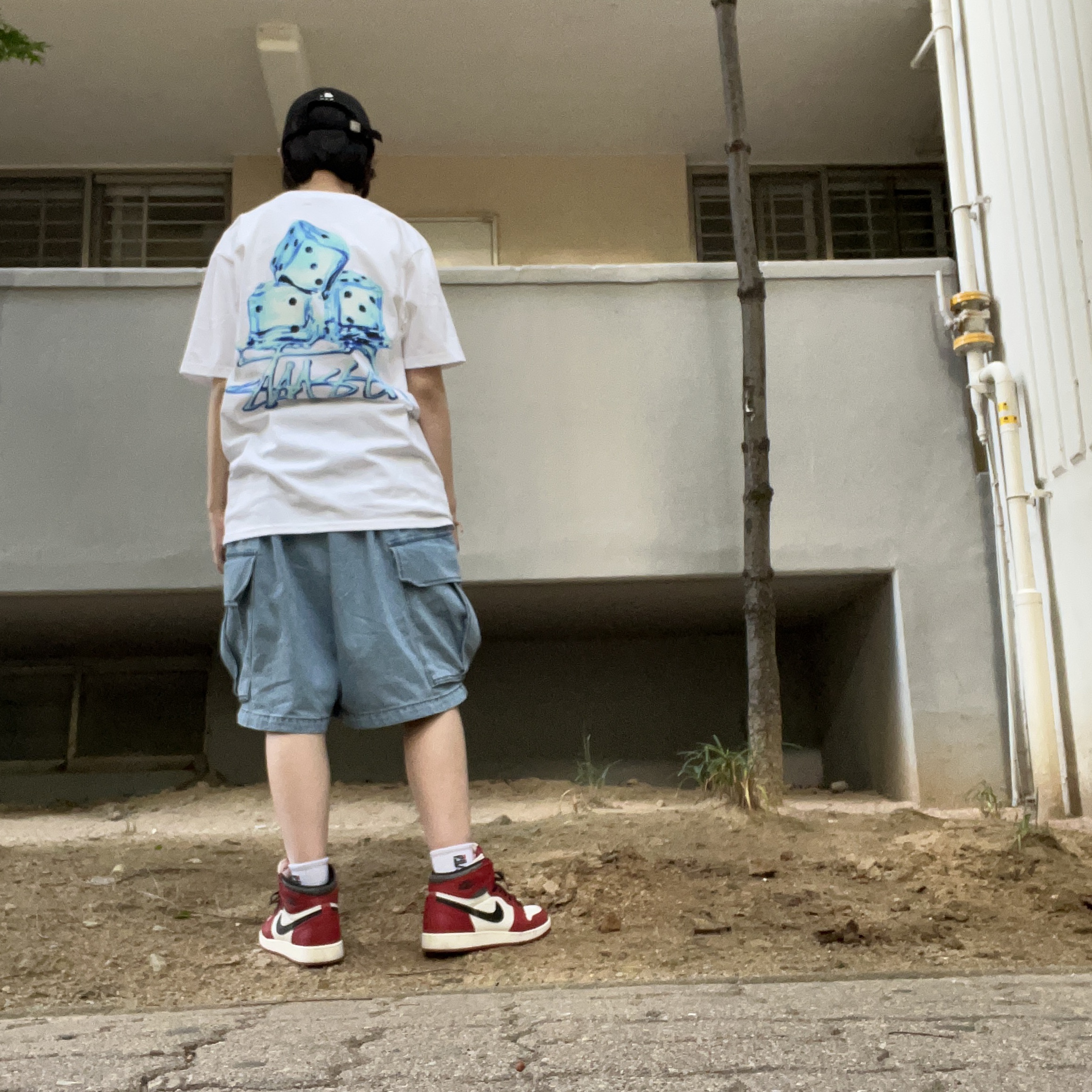 (GS) Jordan 1 Retro High OG Chicago 2022, Stussy Melted T-Shirt White 착용 스타일