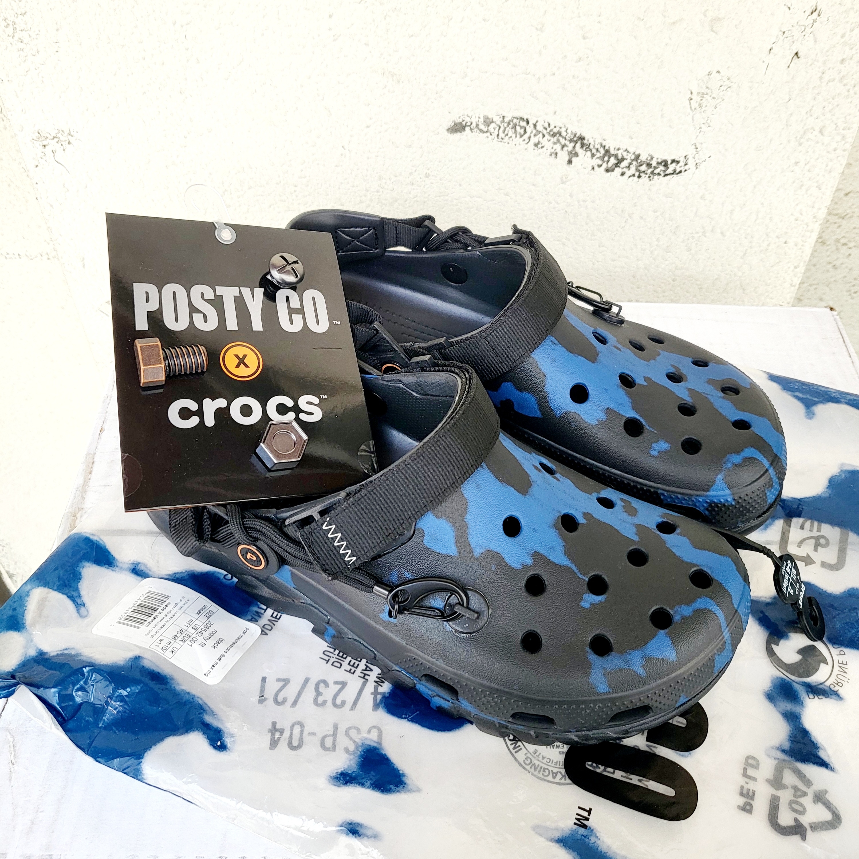 Crocs x Post Malone Duet Max Clog Blue Camo 착용 스타일