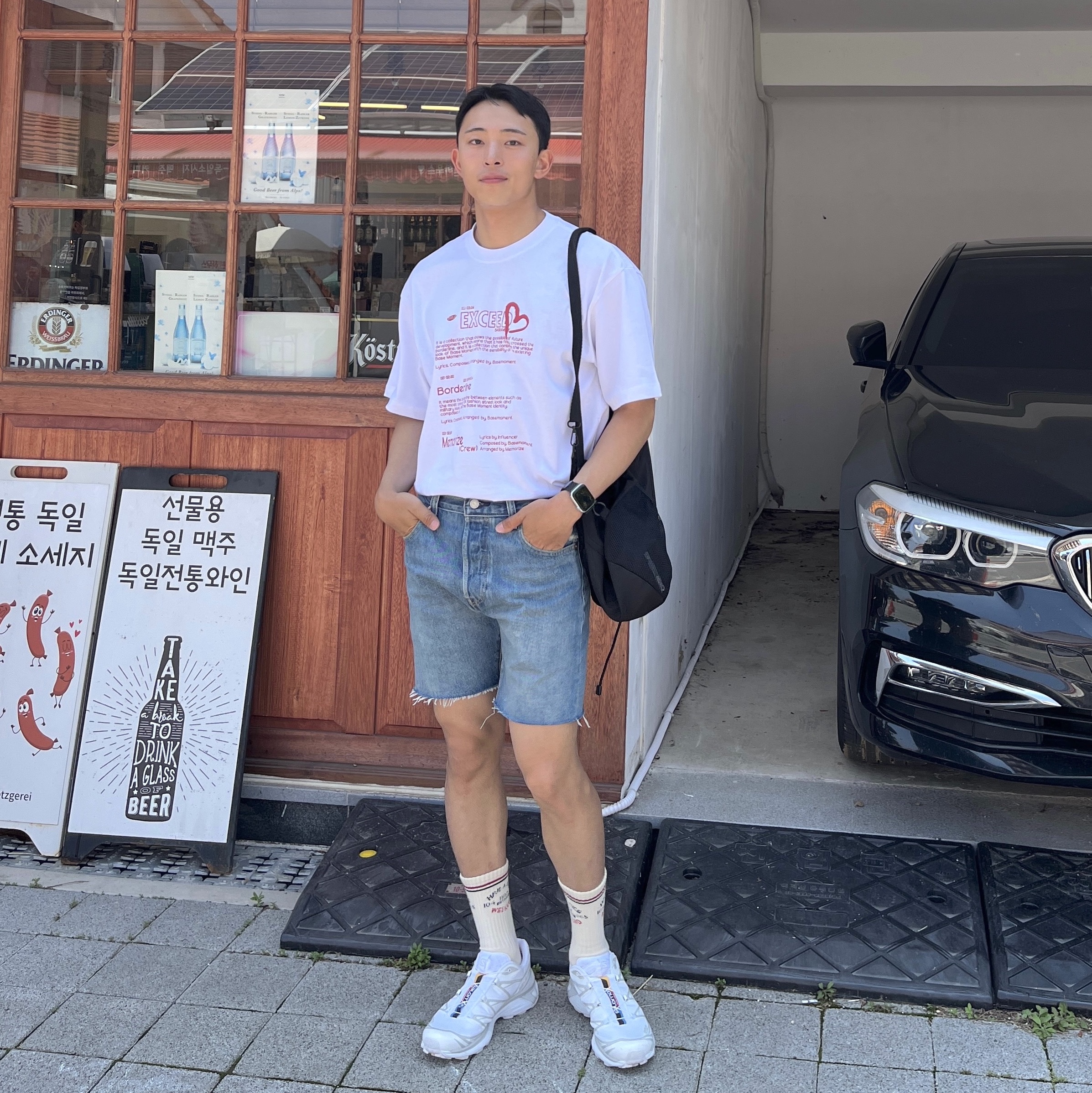 살로몬 XT-6 ADV 화이트 착용 스타일 - 1