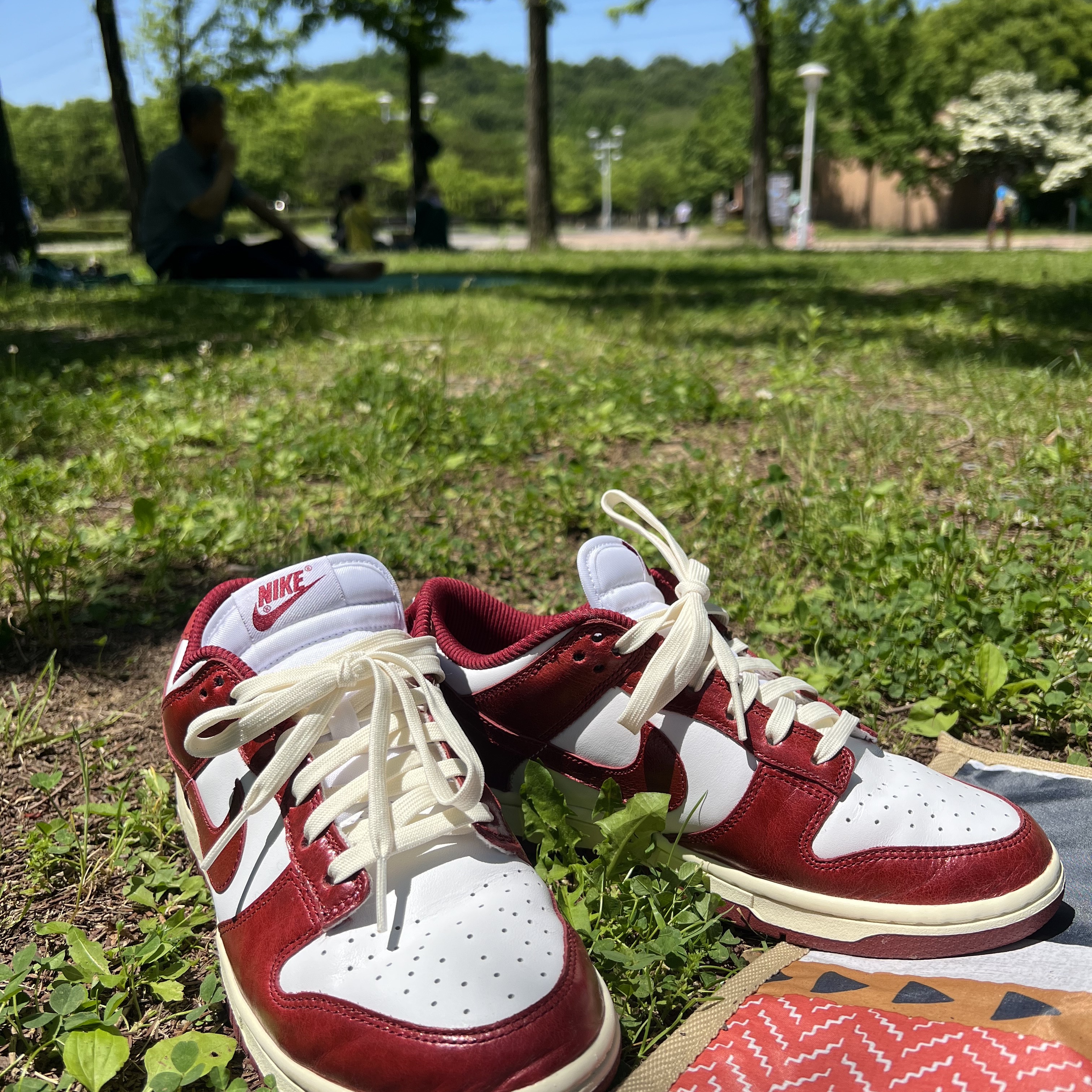 (W) Nike Dunk Low Retro PRM Team Red and White 착용 스타일