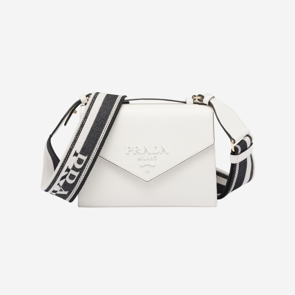 Prada Monochrome Saffiano Leather Bag White 상세 이미지 1