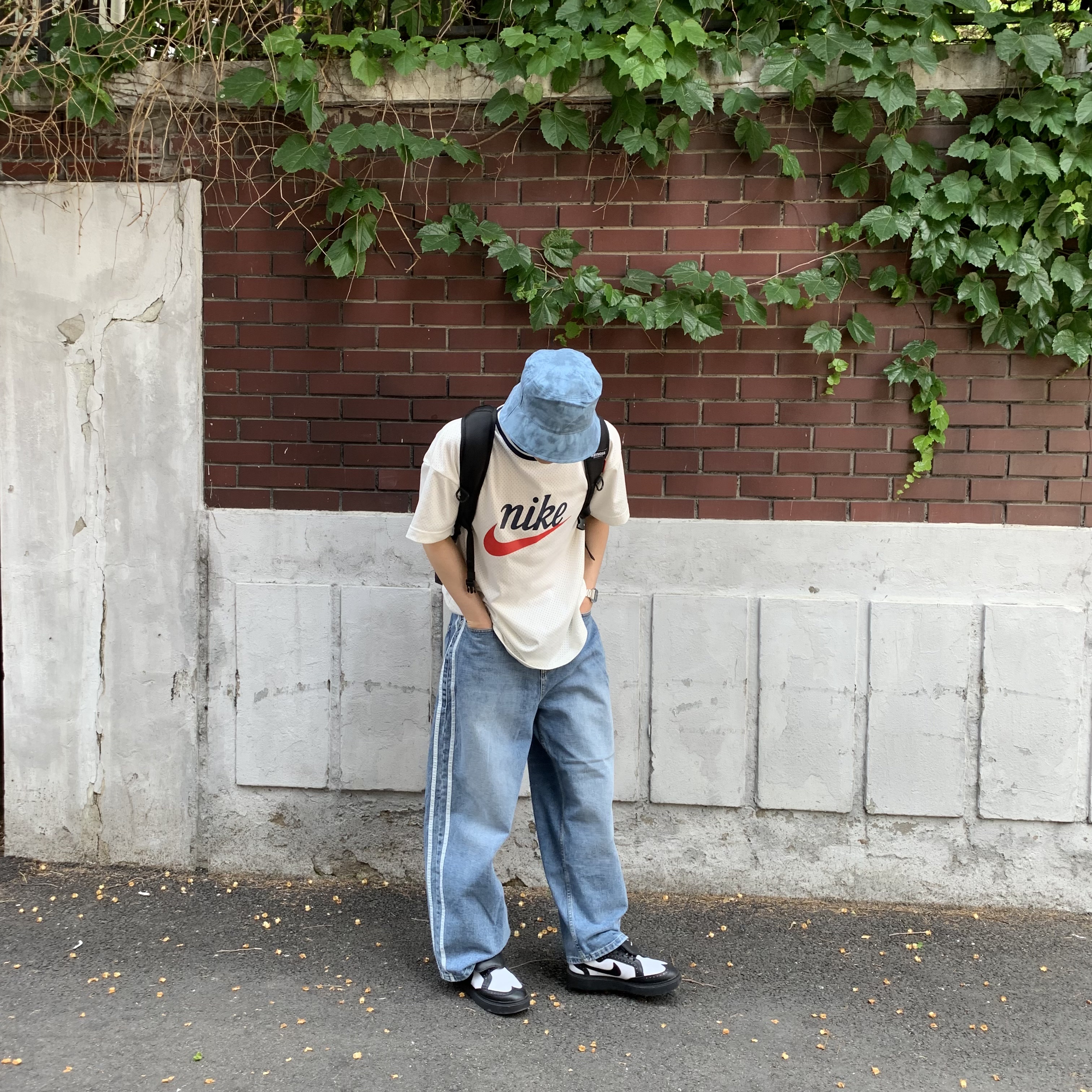 Nike x Peaceminusone Kwondo1 Black and White 착용 스타일