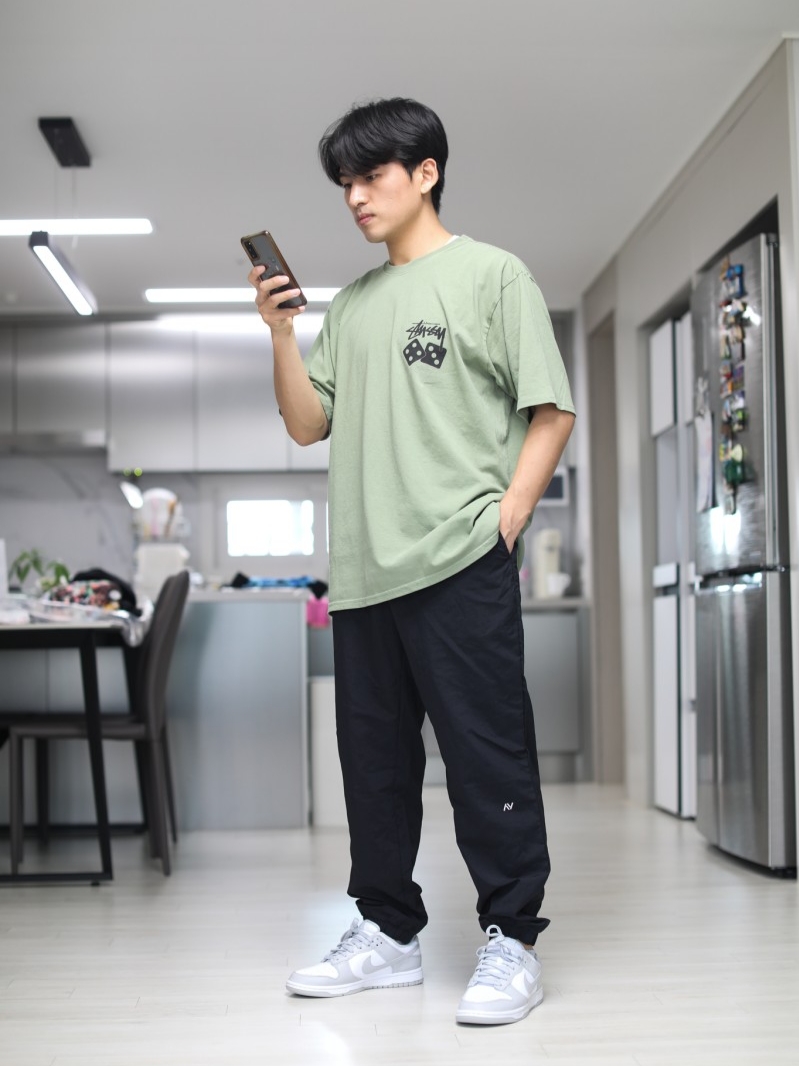 Stussy Dice Pigment Dyed T-Shirt Artichoke 2023 착용 스타일 - 1