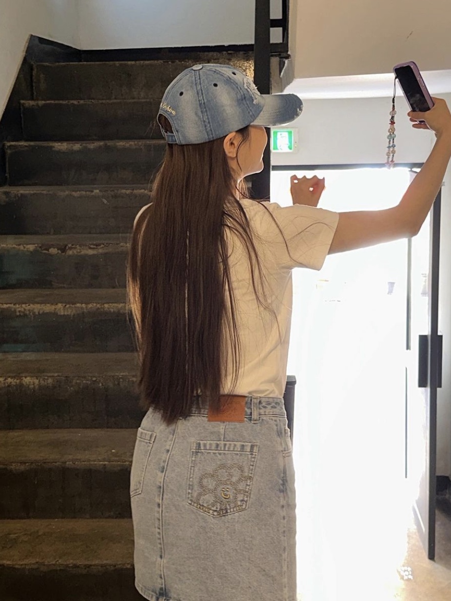 2000Archives Roses Denim Ball Cap 착용 스타일 - 3