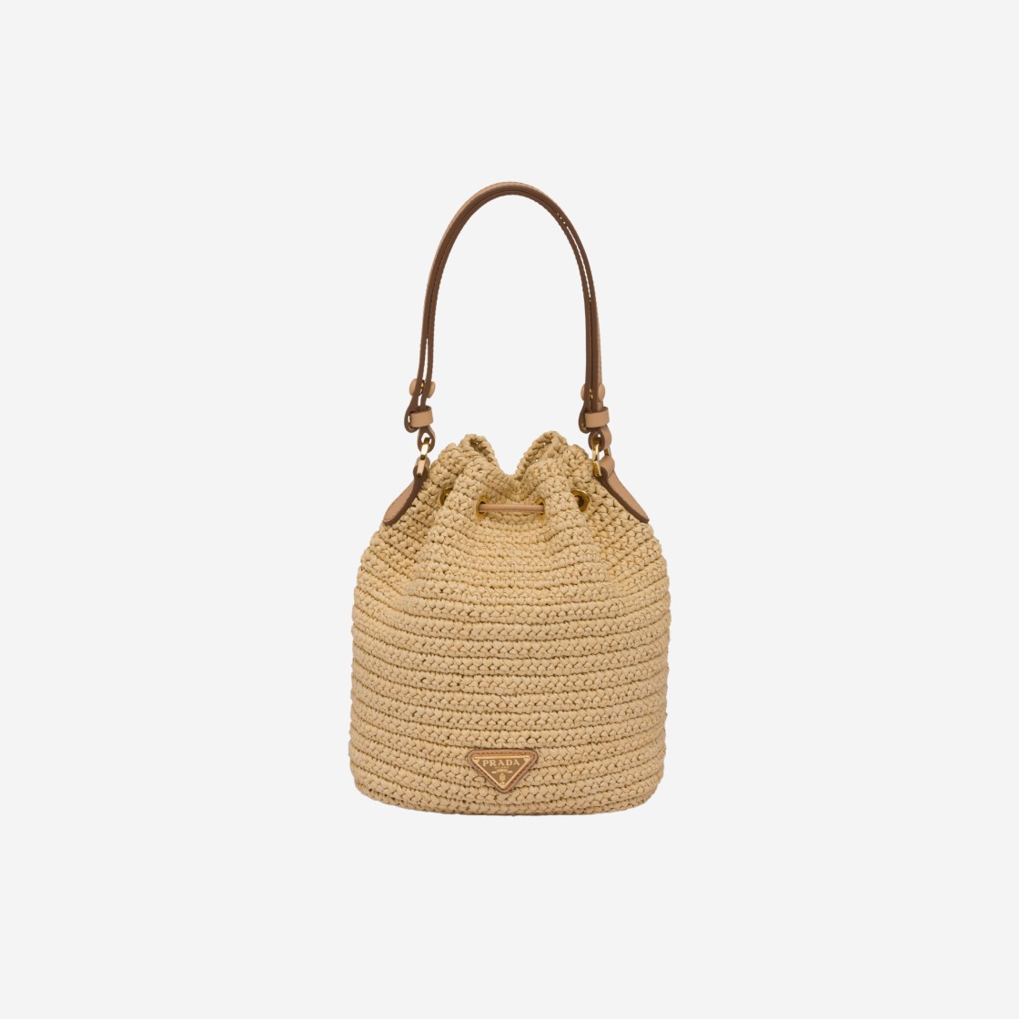 Prada Crochet Leather Mini Bucket Bag Natural 상세 이미지 3