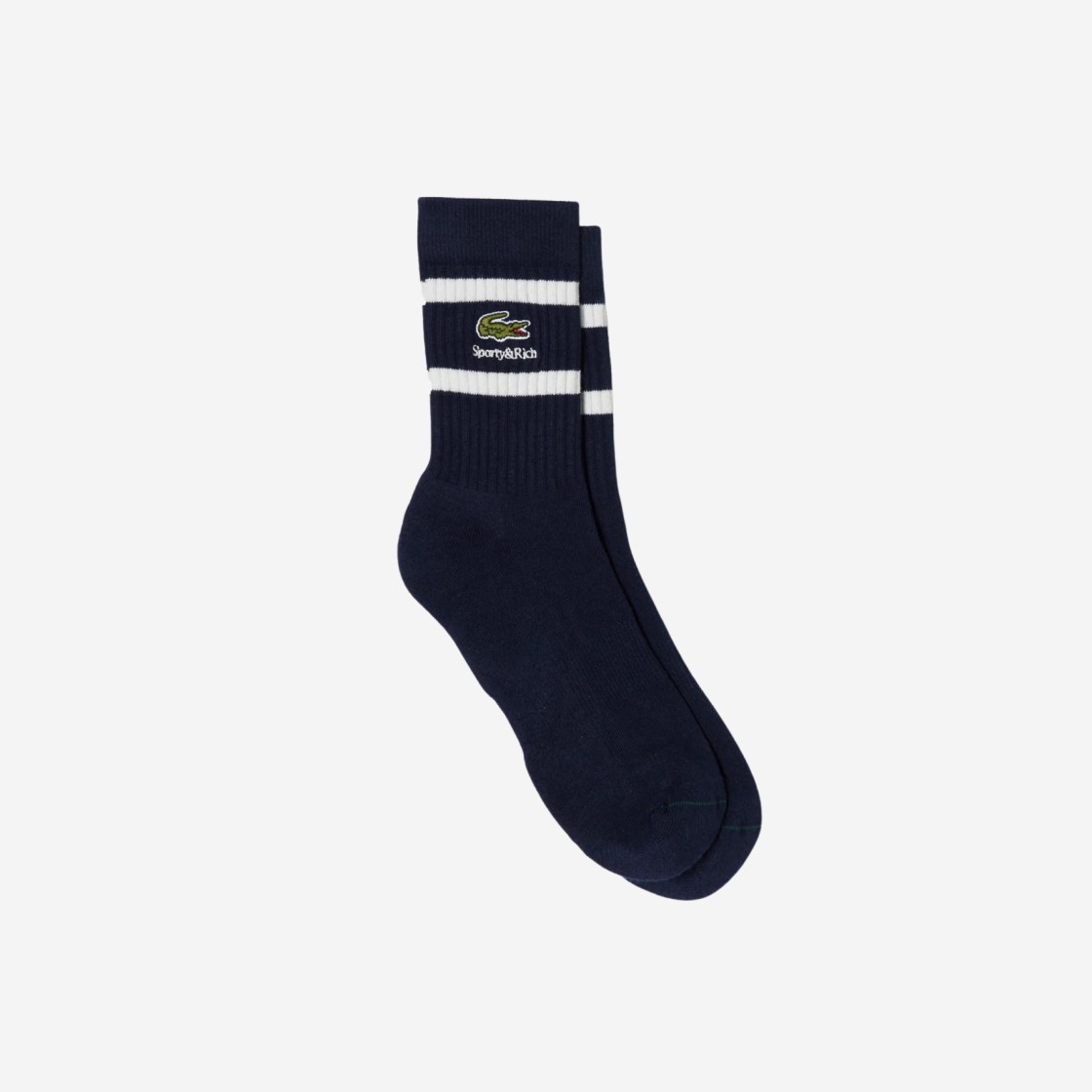 Sporty & Rich x Lacoste Ribbed Striped Socks White Navy Blue (Set of 2) 상세 이미지 2