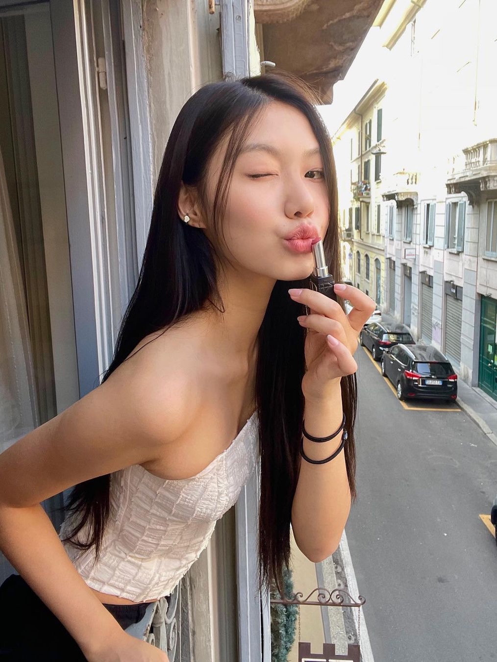 Dior New Look Limited Edition Rouge Dior 525 Cherie 착용 스타일