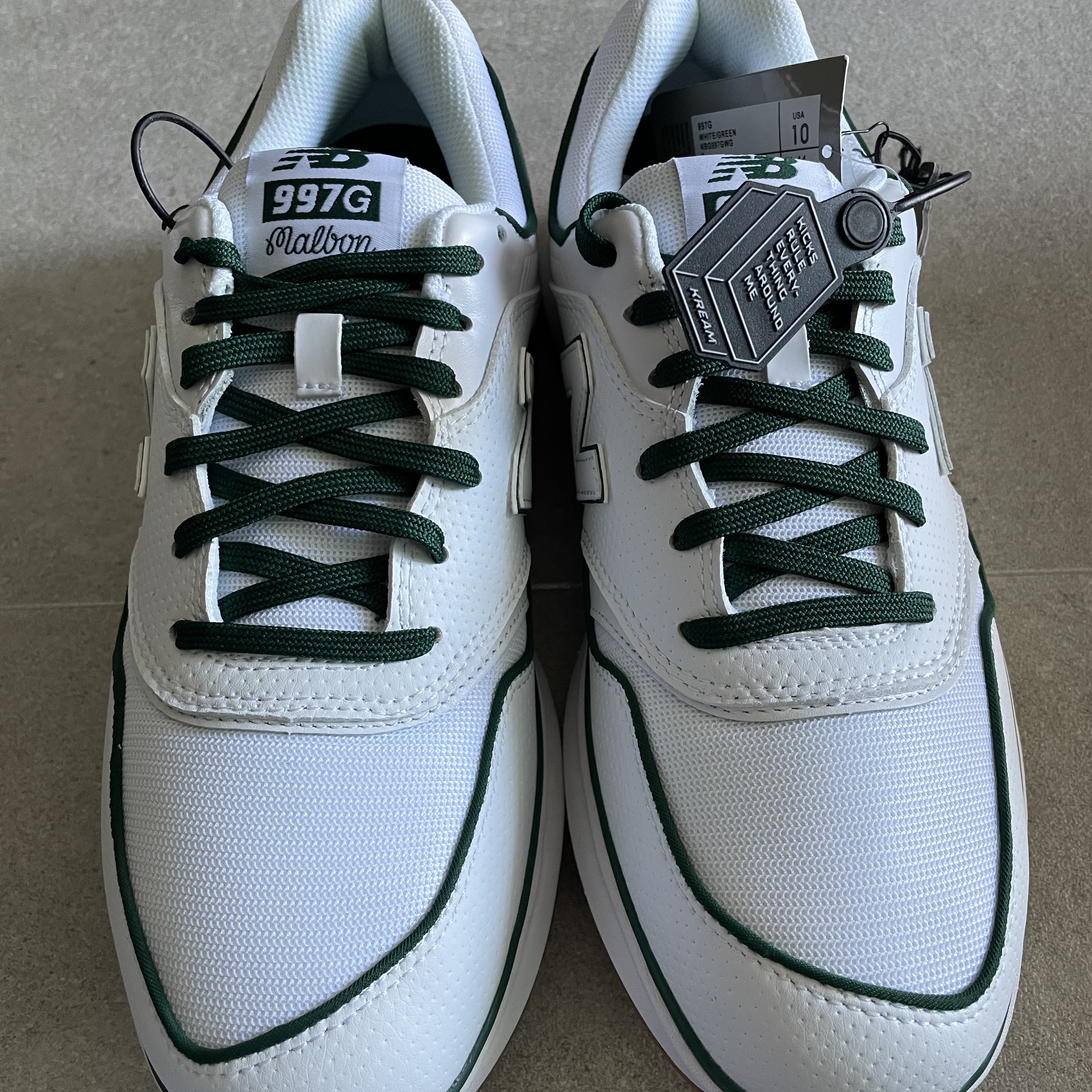New Balance x Malbon 997 Golf White Green 착용 스타일