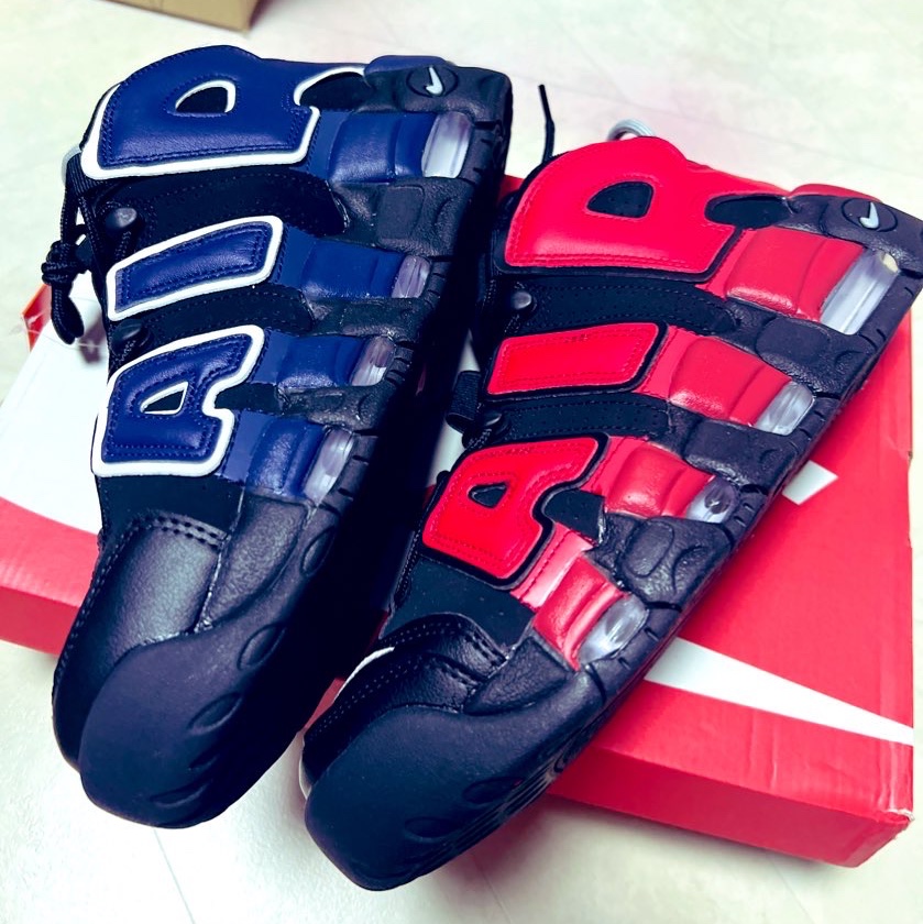Nike Air More Uptempo 96 Black University Red 착용 스타일