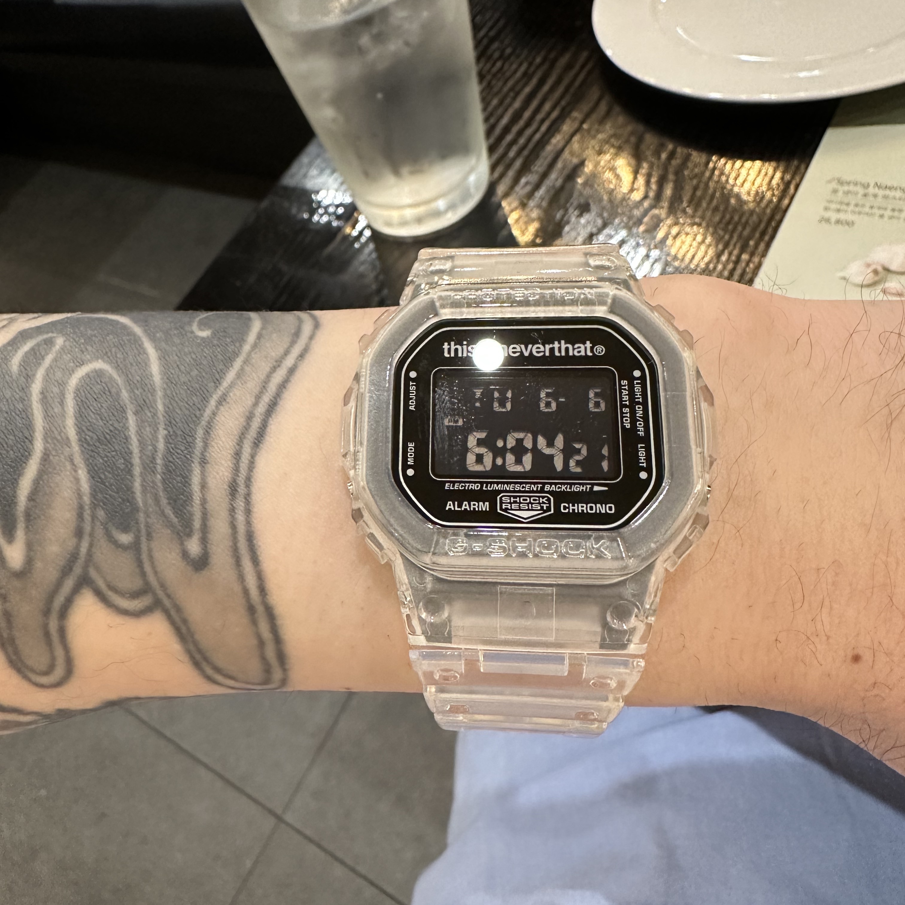 Casio G-Shock x Thisisneverthat DW-5600TINT23-7DF Skeleton (Special Package White Ver.), Casio G-Shock x Thisisneverthat DW-5600TINT23-7DF Skeleton 착용 스타일 - 1