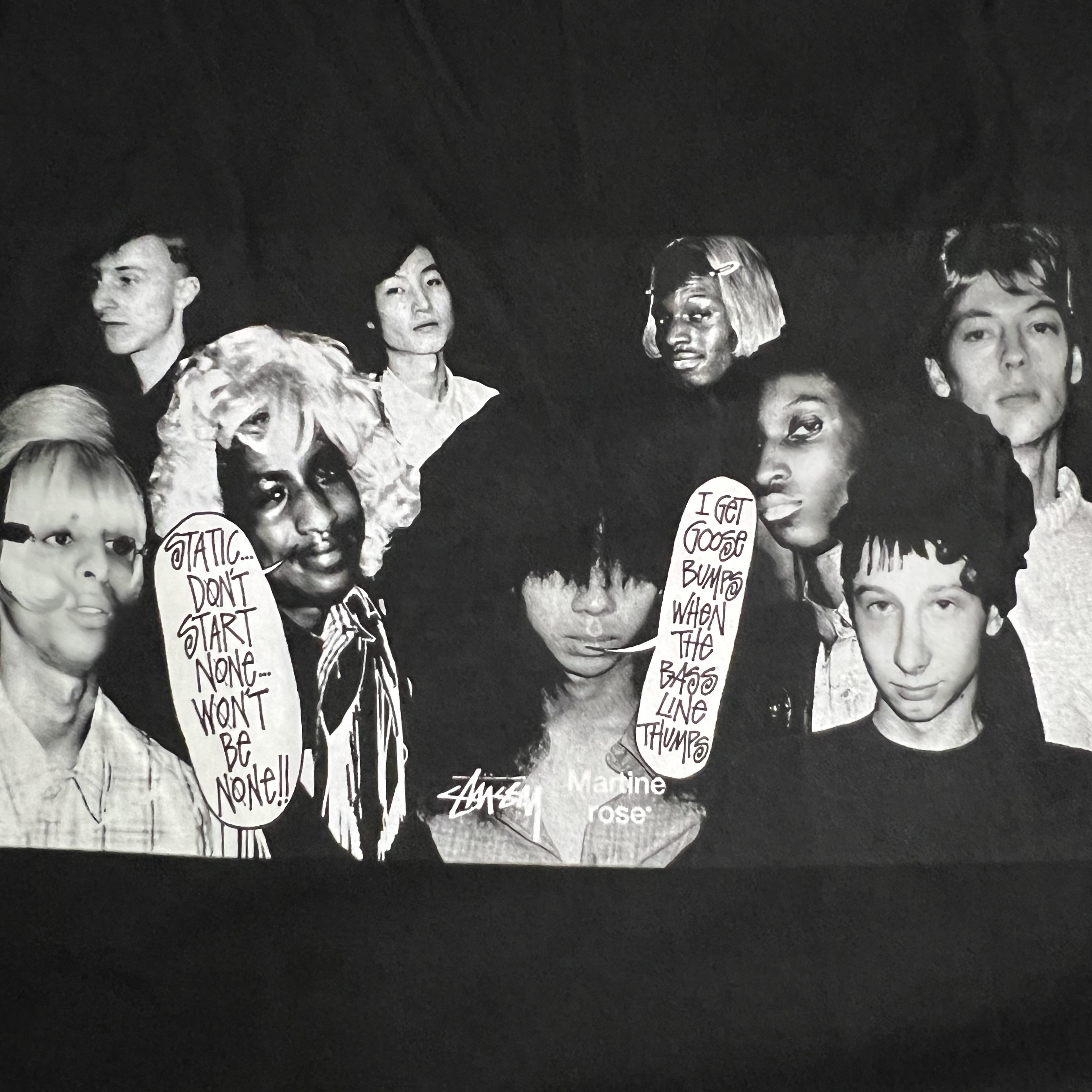 Stussy x Martine Rose Collage Pigment Dyed T-Shirt Black 착용 스타일