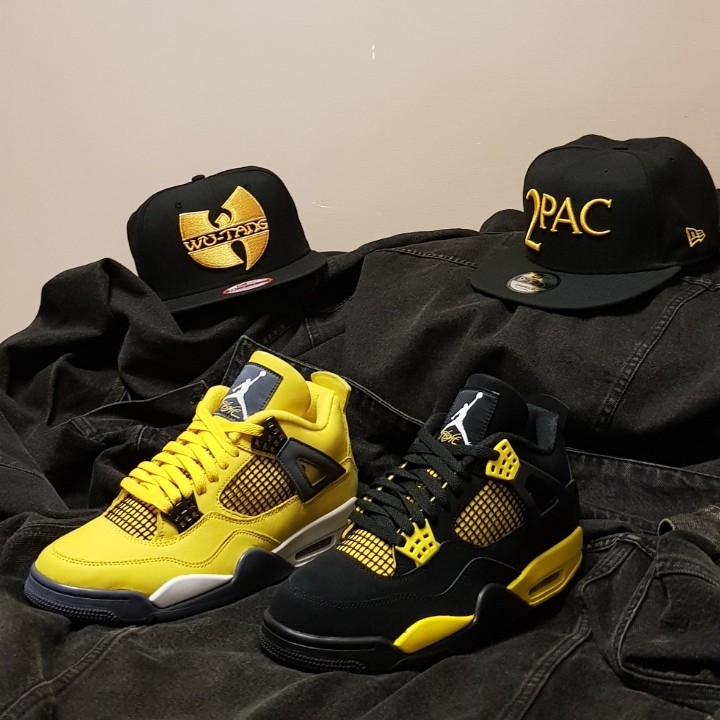 Jordan 4 Retro Thunder 2023, Jordan 4 Retro Tour Yellow 착용 스타일 - 2