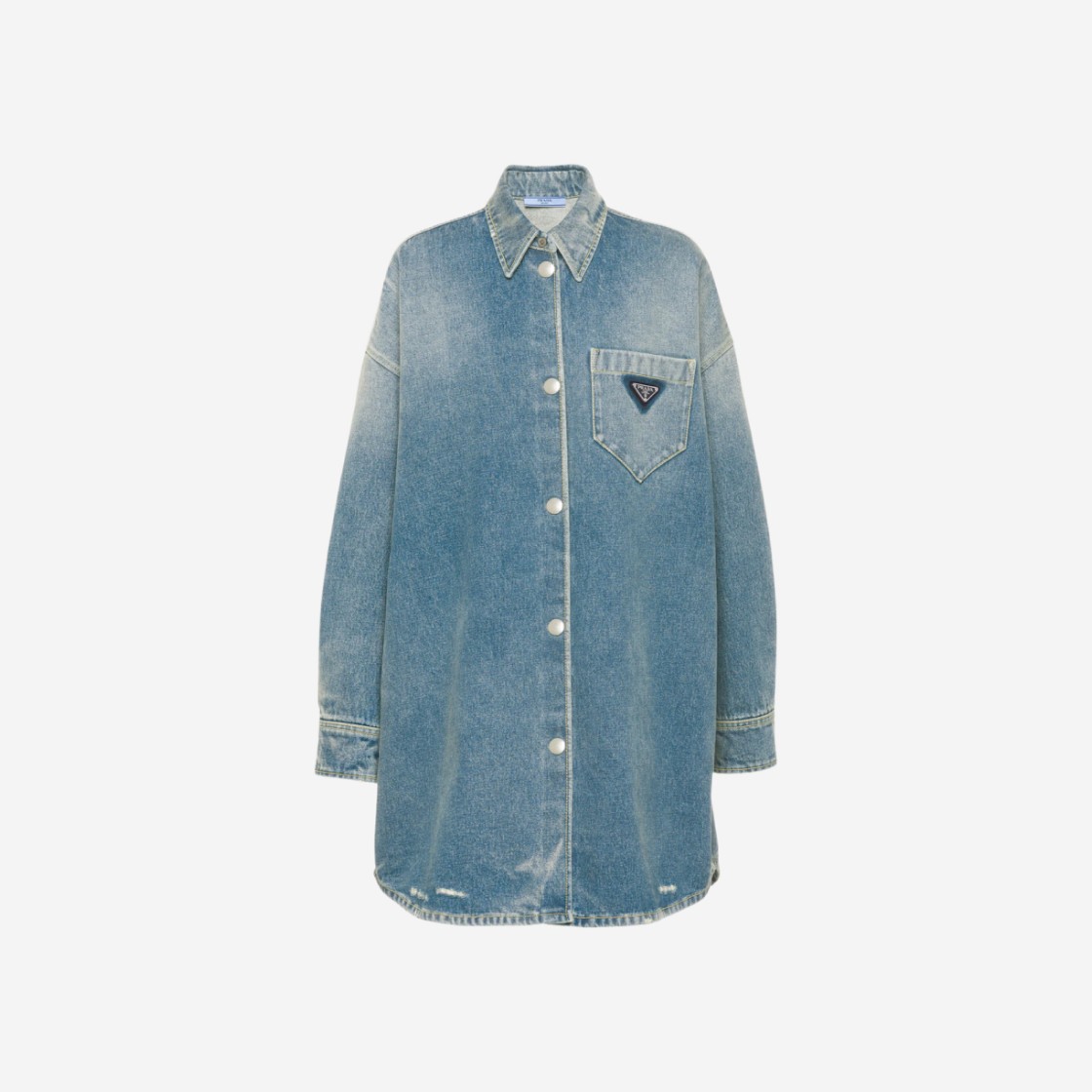 (W) Prada Oversized Organic Denim Shirt Navy 상세 이미지 1