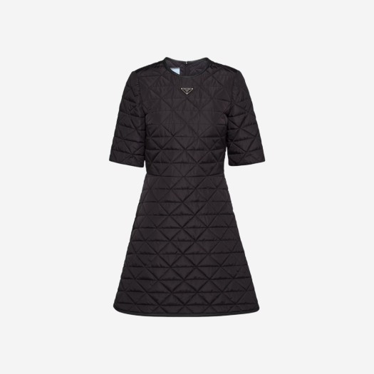 (W) 프라다 숏슬리브 리나일론 퀼티드 드레스 블랙