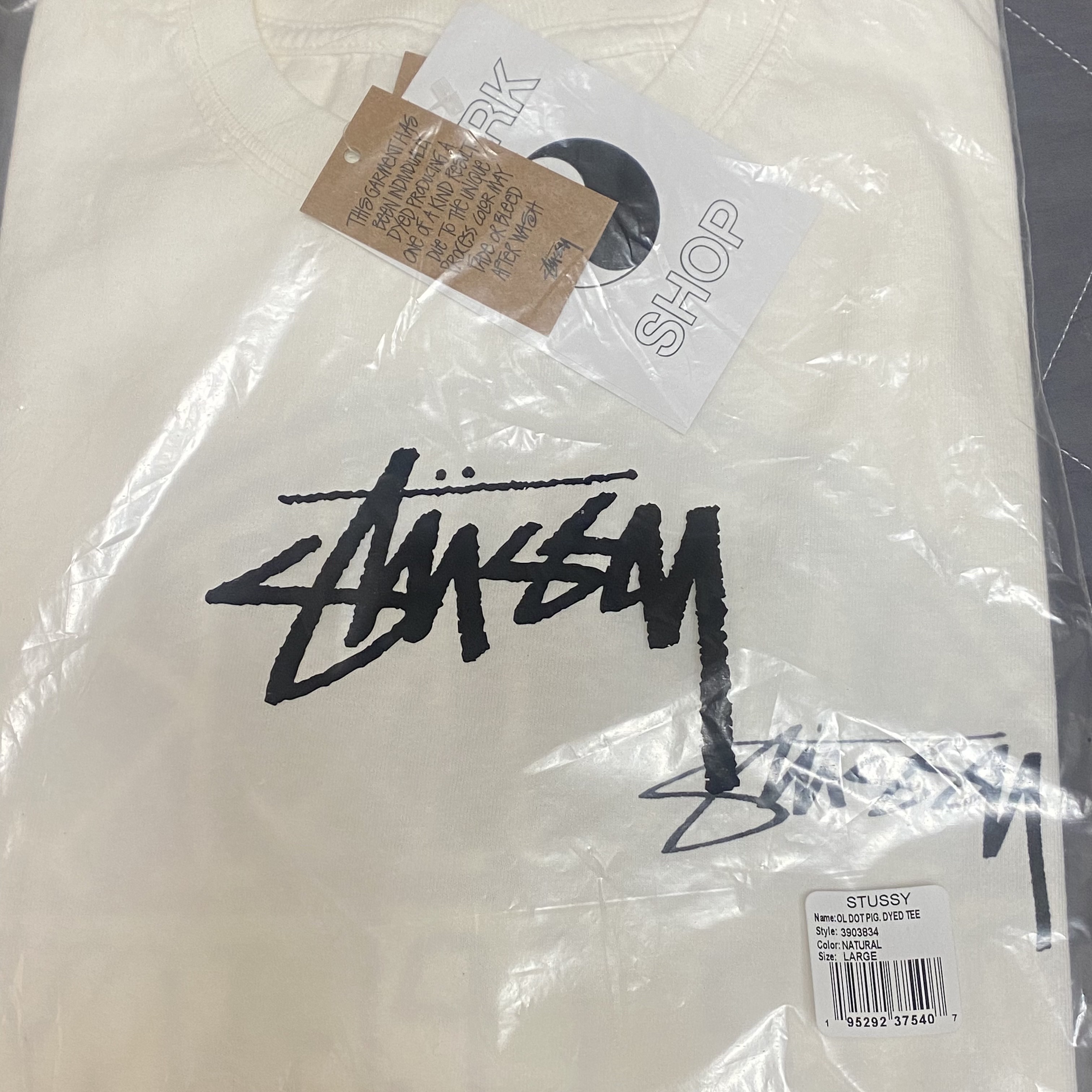 Stussy x Our Legacy Work Shop Dot Pigment Dyed T-Shirt Natural 착용 스타일