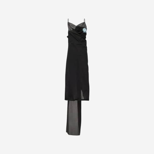 (W) 프라다 롱 나일론 크레이프 드레스 블랙