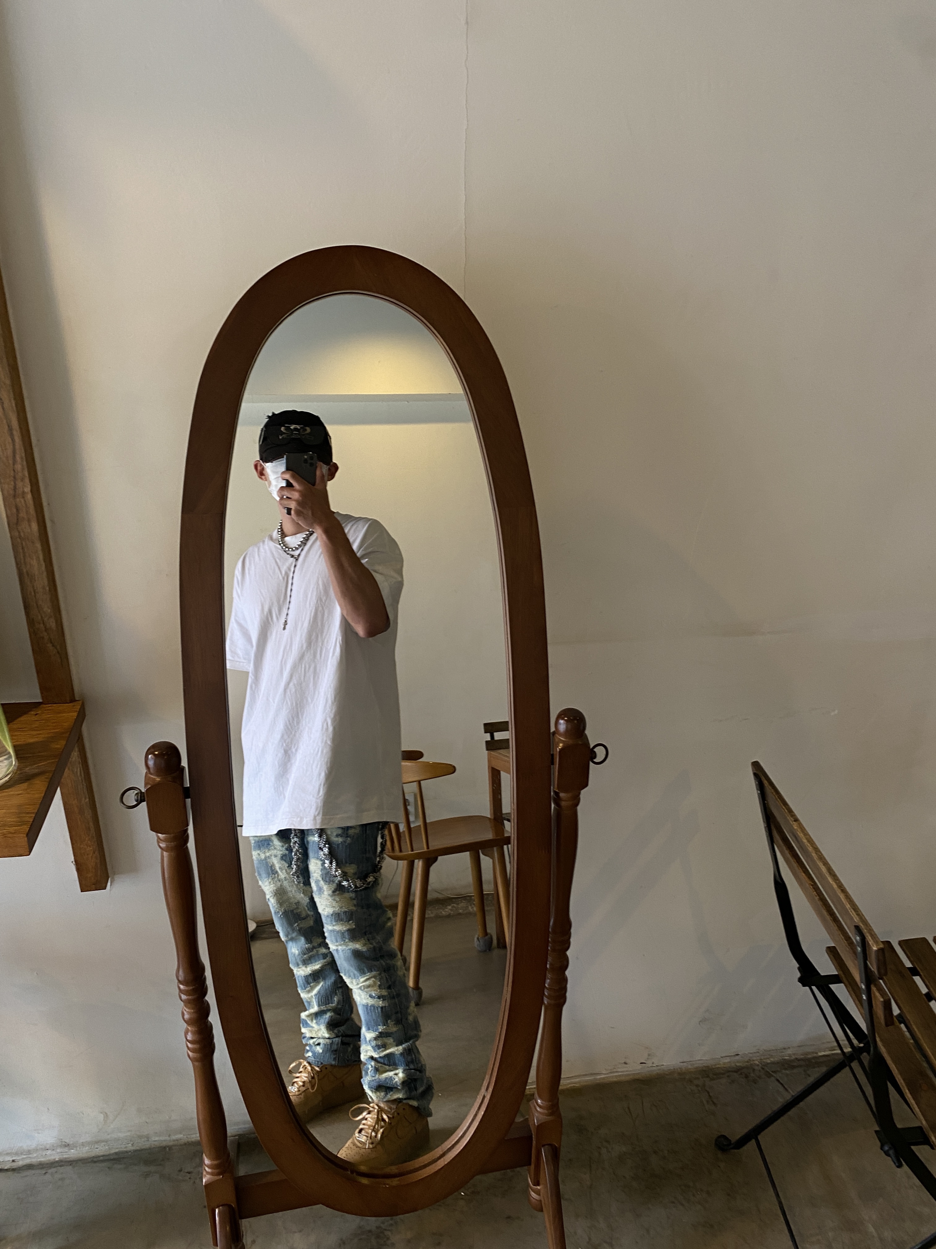 Undermycar x Konic Section Vol.2 Hard Destroyed Washed Jeans - 23SS, Civision by CSC Vison Destroyed Cap Washed Black 착용 스타일 - 2