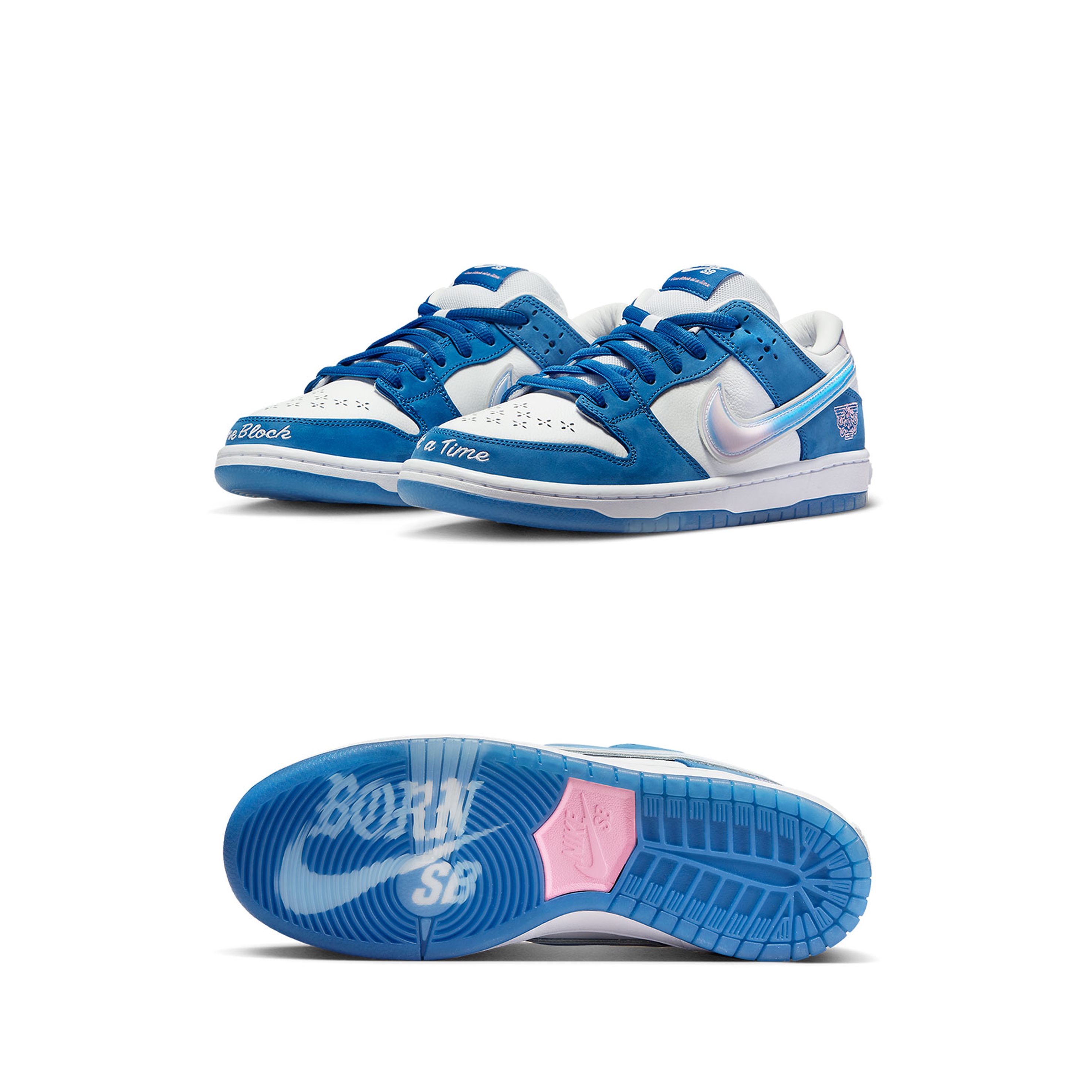 (W) Nike Dunk Low Photon Dust, Nike x Run The Jewels SB Dunk Low Deep Royal Blue and Active Pink 착용 스타일 - 2