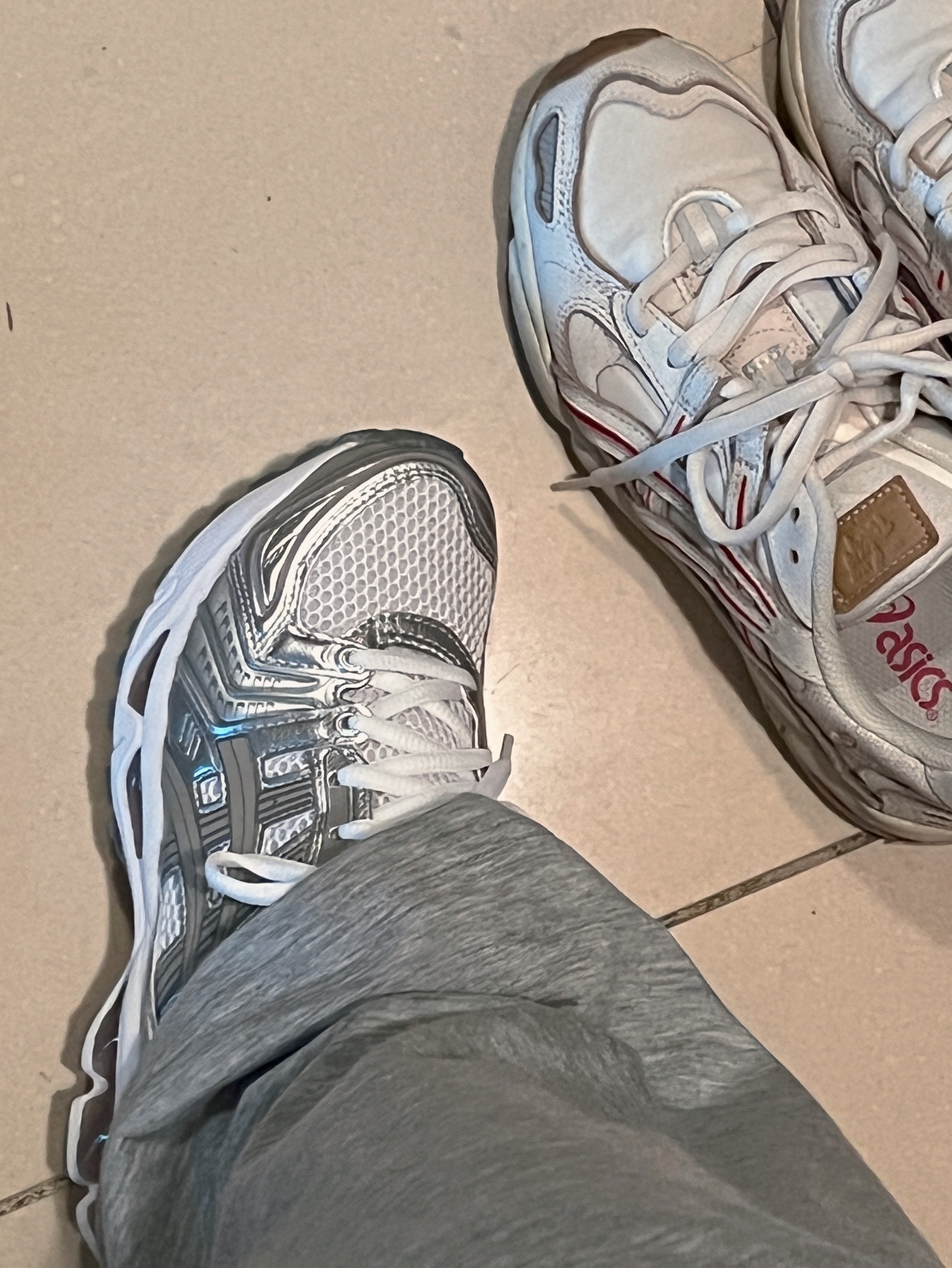 (W) Asics Gel-Kayano 14 White Moonrock 착용 스타일 - 2